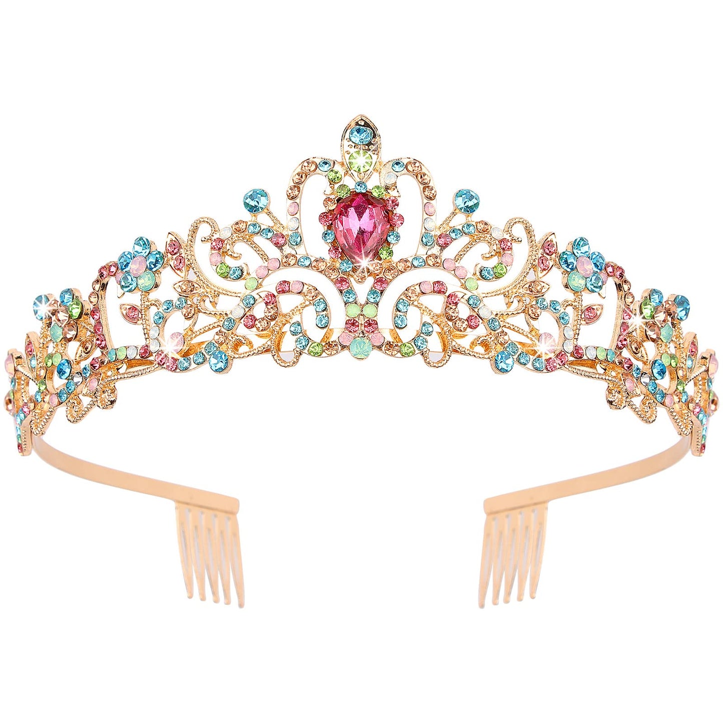 COCIDE Tiara Crystal Crowns Princess Rhinestone Crown with Combs Bride Headbands Bridal Wedding Prom Birthday Party Hair Accessories Jewelry for Women Girls (Silver)