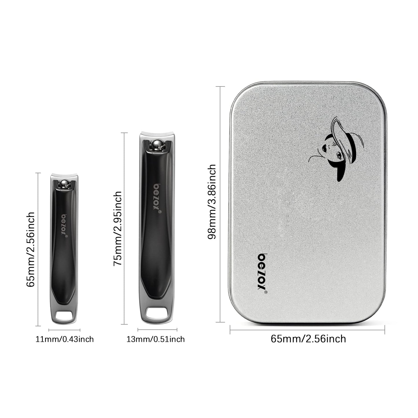 BEZOX Angled Head Toe Nail Clippers for Seniors for Thick Nails - Ergonomic Toenails Clipper for Thick Toenails, Premium Finger Nails Clipper for Adult with Catcher - Black