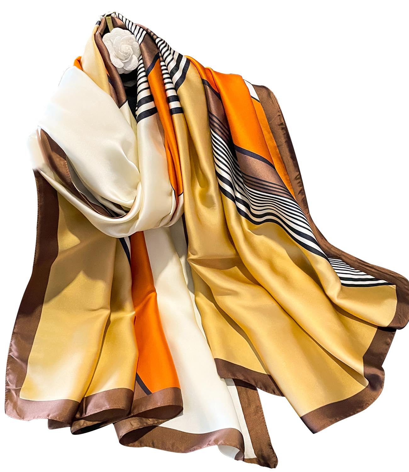 NUWEERIR Damen-Schal, 100 % großer Maulbeerseide, langer Satin-Schal, modischer Designer-Schal, leichte Wickel