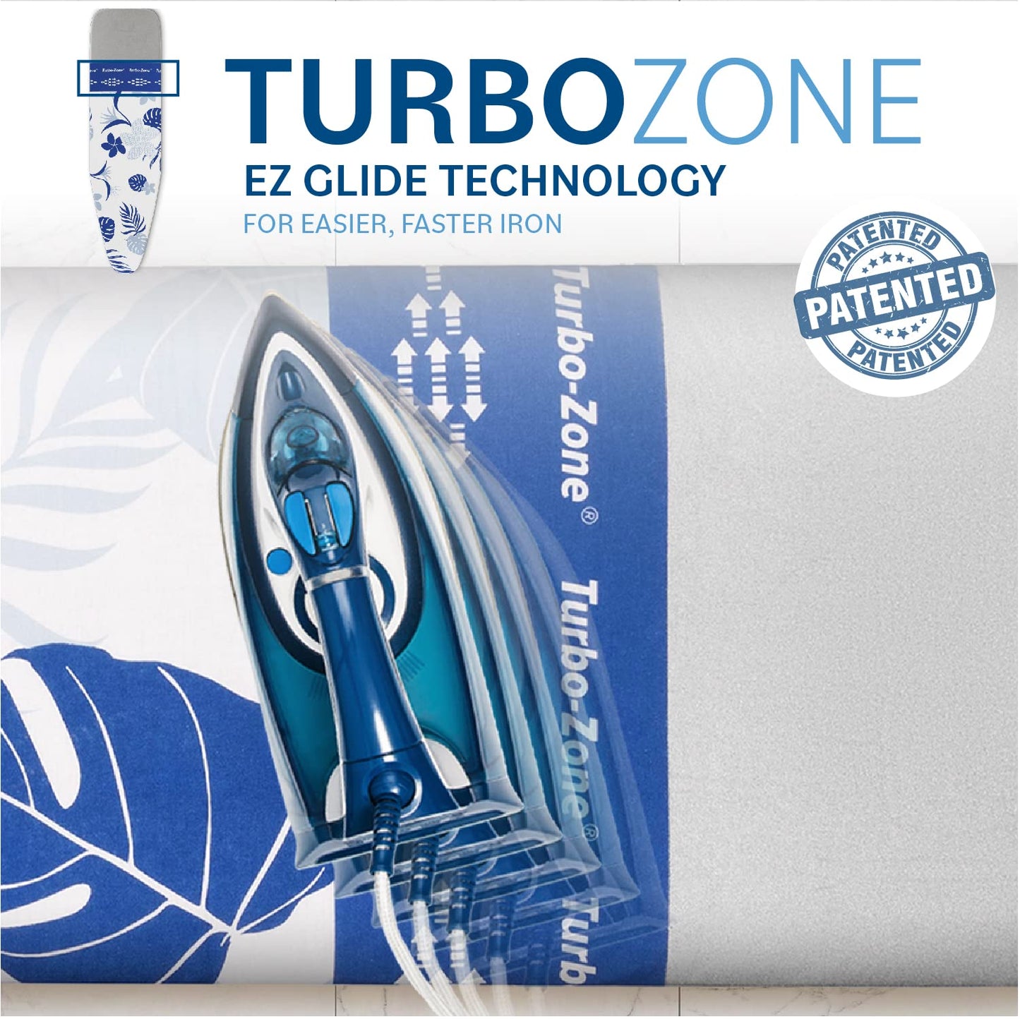 Housse et coussin pour planche à repasser Bartnelli, fabriqués en Europe avec une nouvelle technologie brevetée | Housse de rechange pour planche à repasser 54x15 avec zone Park & Turbo, dessus épais 100 % coton résistant aux brûlures