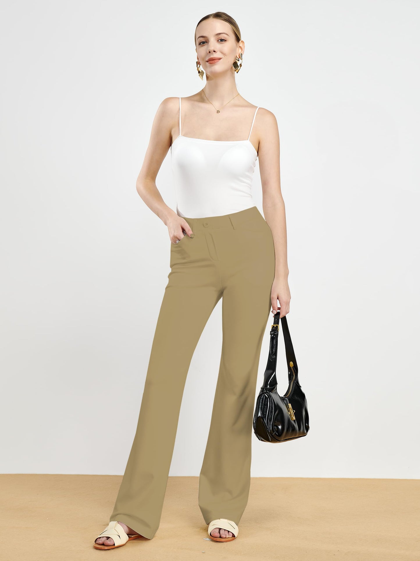 Pantalon extensible pour femme Tapata 28''/30''/32''/34'' avec poches, taille haute, petite, taille standard pour le travail au bureau
