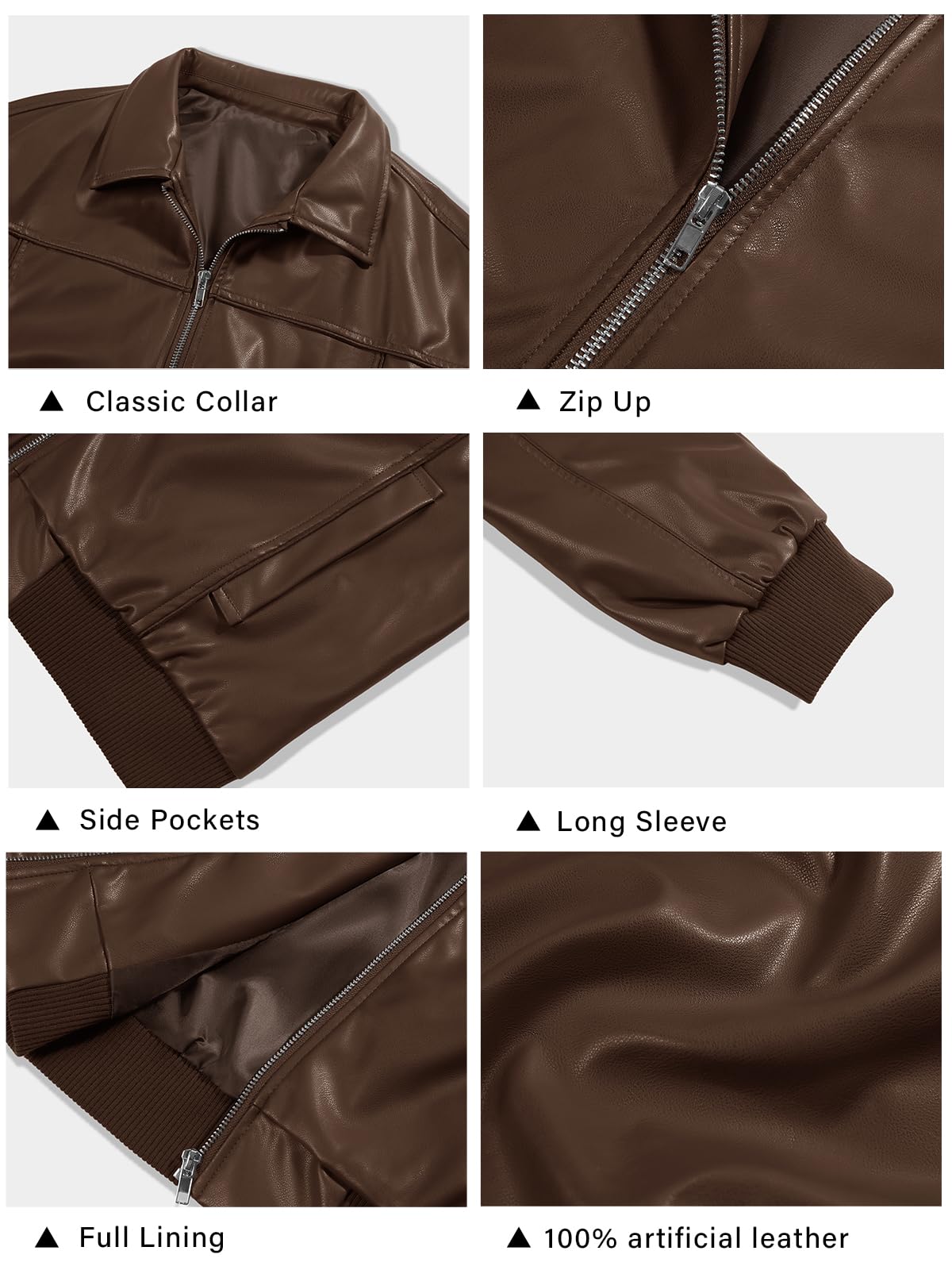 Tankaneo Womens Faux Leather Jackets Oversized Bomber Casual Fall Fashion Zip Up Moto Biker Coats