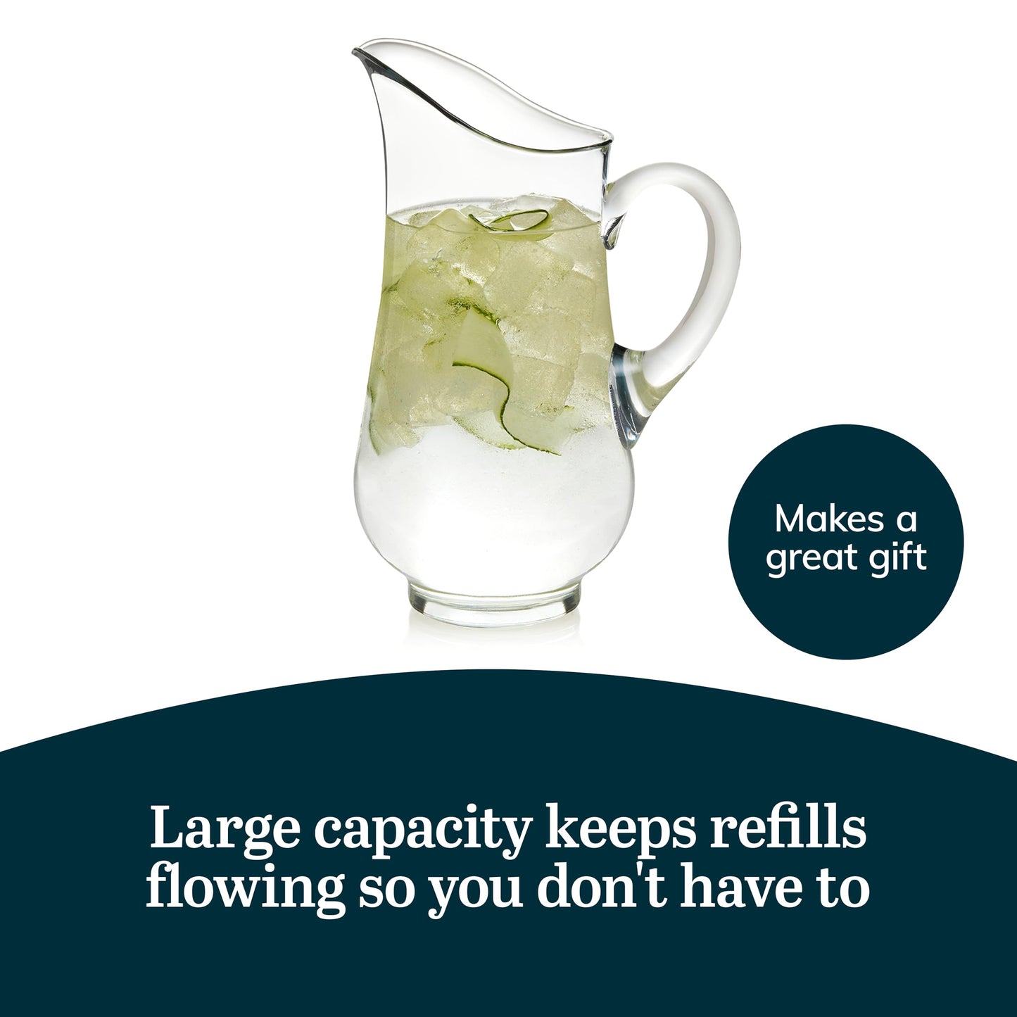Libbey Acapulco Large Glass Pitcher Set of 2, 89 Oz, Clear, Tall Bubble Glass Pitchers with Handle, Modern Pitcher Set for Iced Tea, Punch, and More