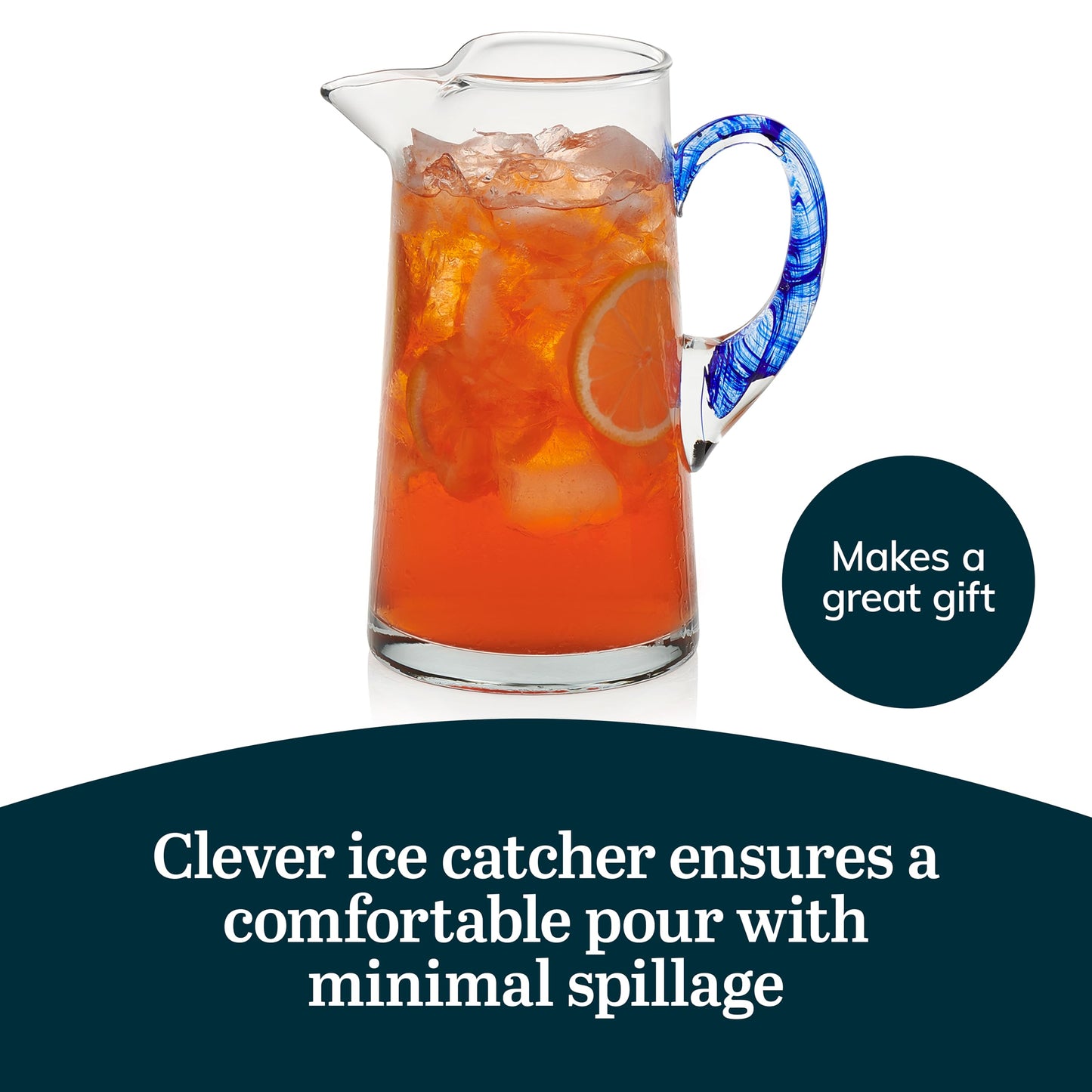 Libbey Acapulco Large Glass Pitcher Set of 2, 89 Oz, Clear, Tall Bubble Glass Pitchers with Handle, Modern Pitcher Set for Iced Tea, Punch, and More