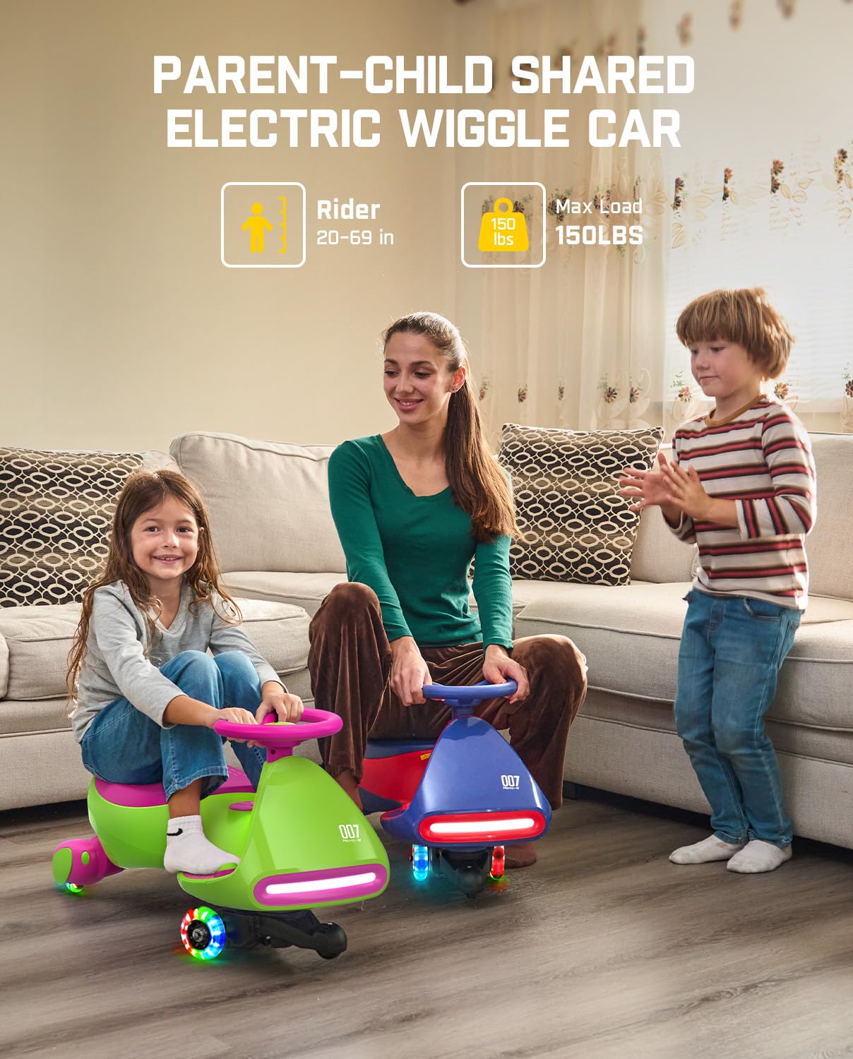 12V N7 Pro Electric Wiggle Car – Pedal-Powered Fun for Kids, Lights & Bluetooth Ride-On (by Fanttik)