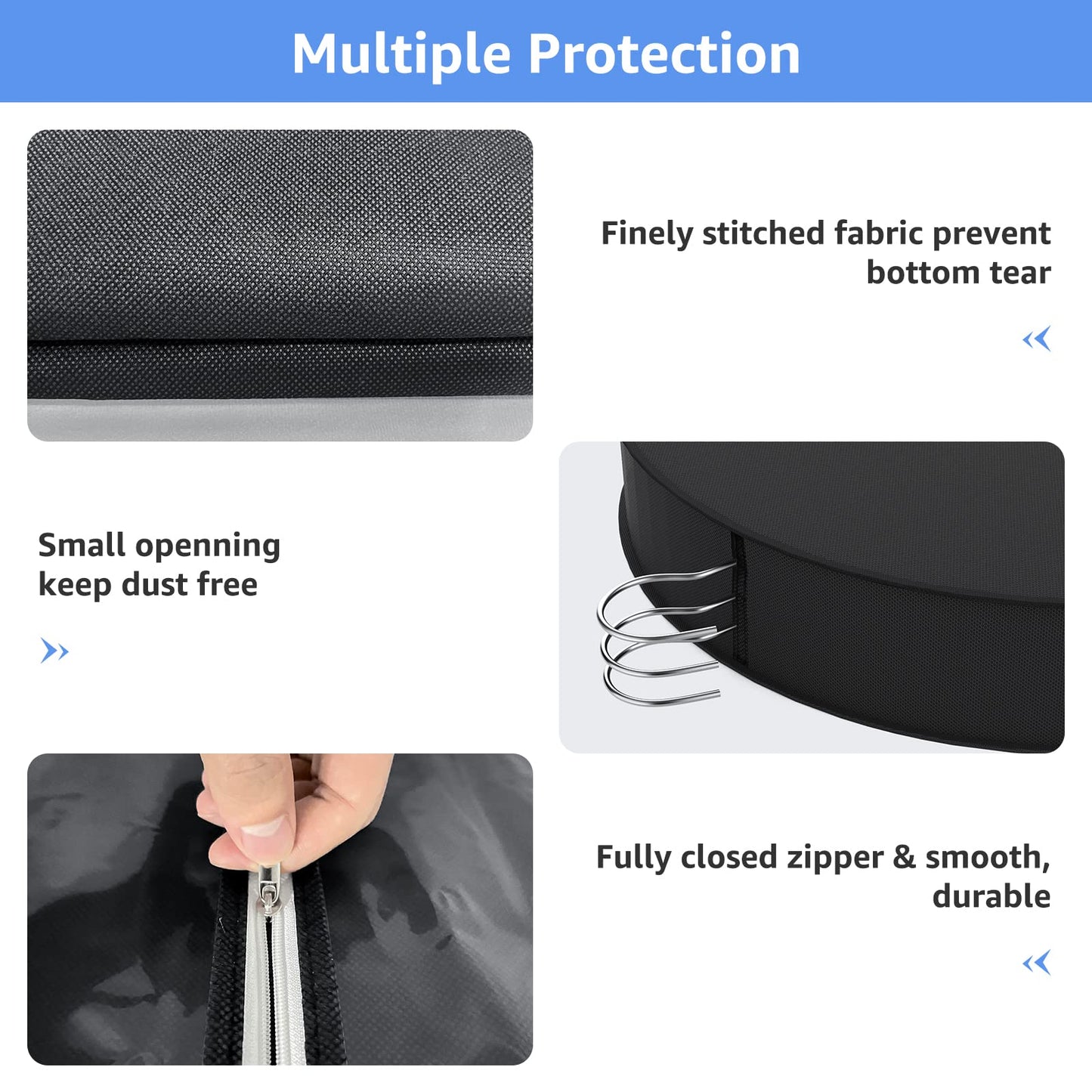 Sacs à vêtements transparents de 50 po pour suspendre des vêtements dans un placard avec soufflets de 4 po, sac de protection pour costumes pour robes, manteaux longs, vestes, pulls, chemises, 3 paquets, noir