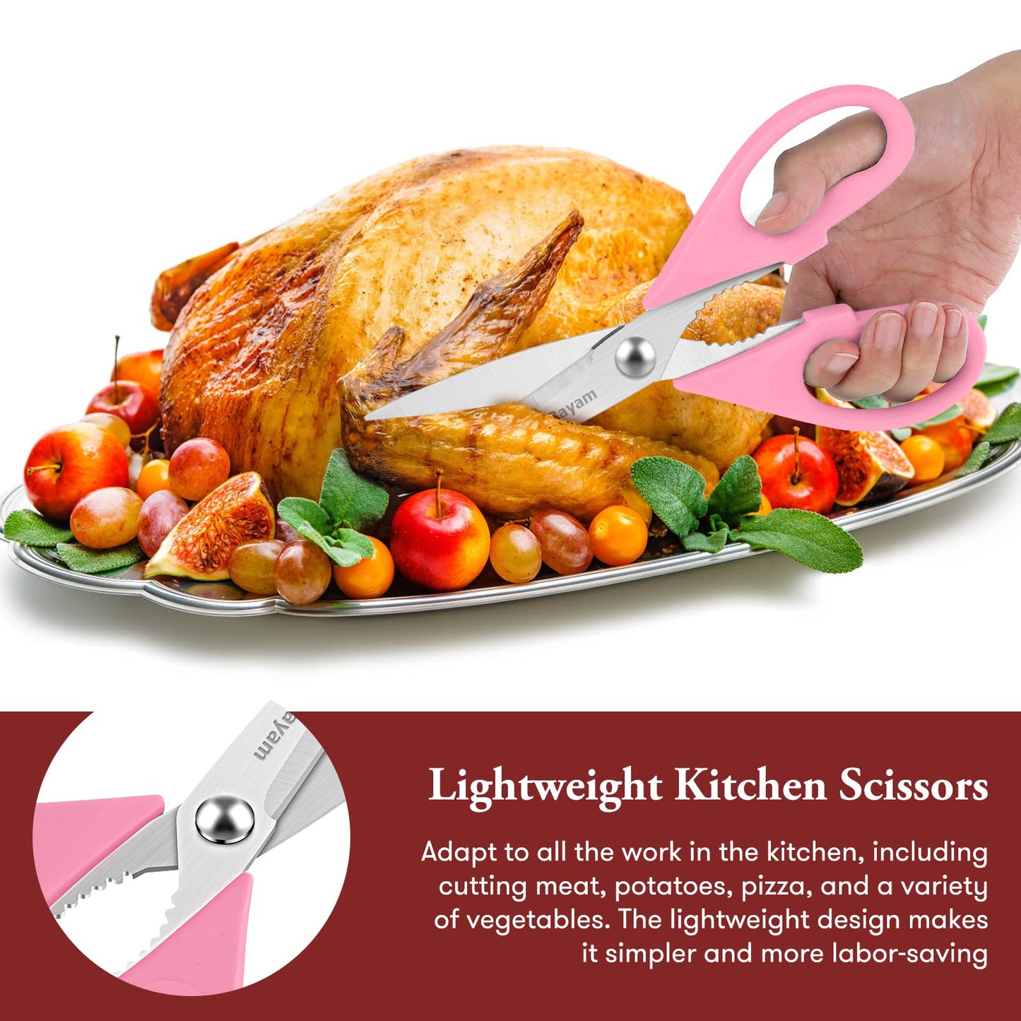 iBayam Küchenschere, Allzweck-Küchenschere, strapazierfähig, Küchen-Kochutensilien-Set, Kochutensilien, Fleisch- und Geflügelschere, spülmaschinenfeste Lebensmittel-Kochschere, Allzweckschere aus Edelstahl, Küchengeschenke