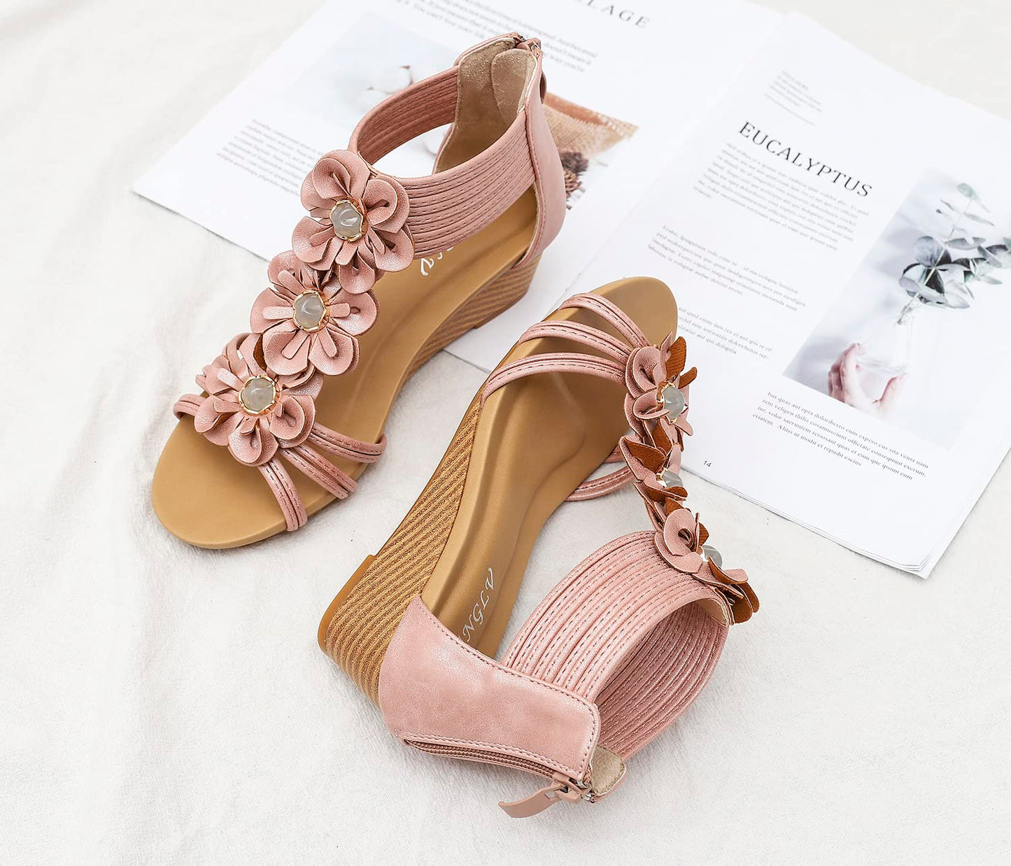Keilsandalen für Damen, elegant, lässig, für den Sommer, süß, bequem, mit Keilabsatz, Strandsandale
