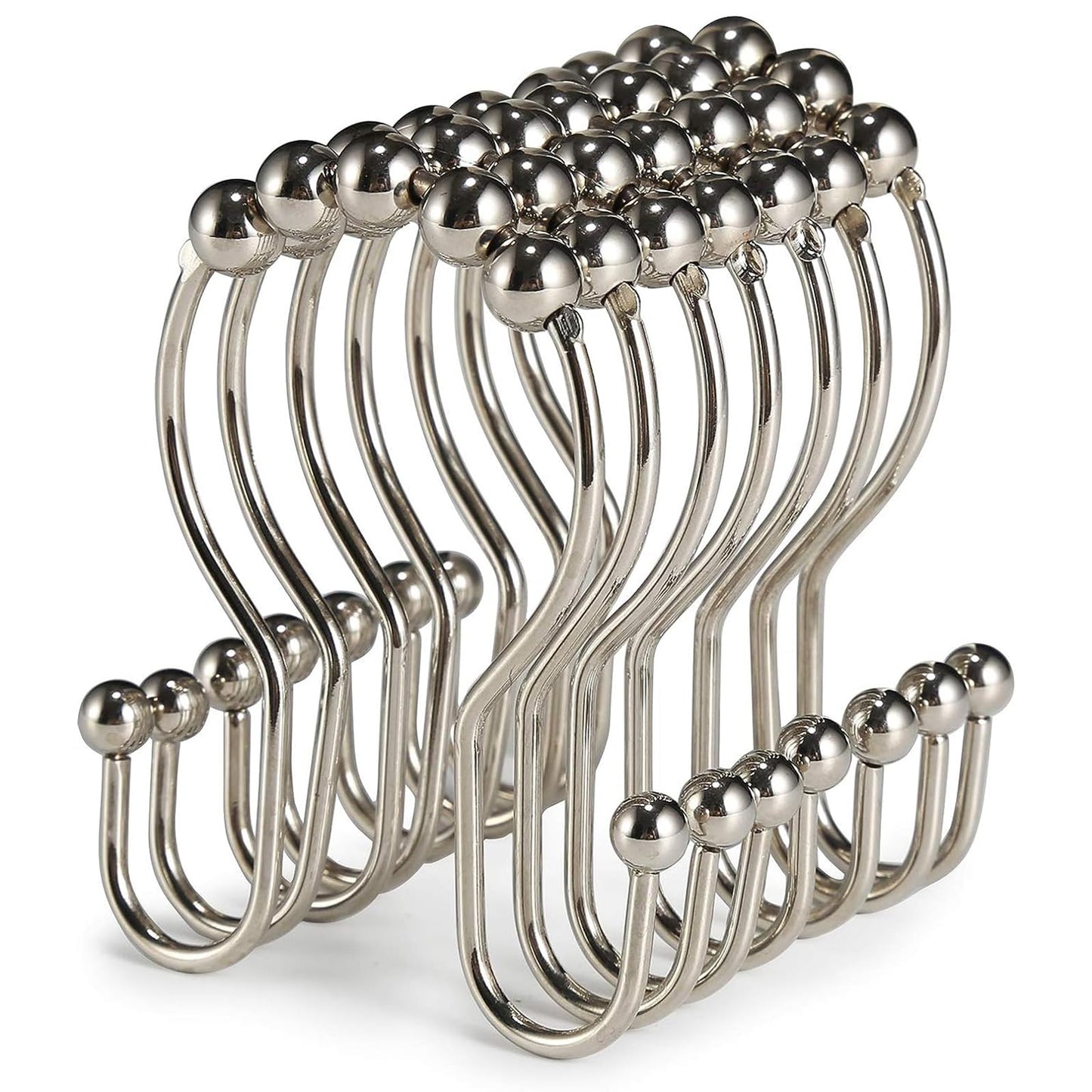 Goowin Duschvorhanghaken, 12 Stück Duschvorhangringe, Duschvorhanghakenringe aus Edelstahl in Bronze, rostfrei, Balance, Gleitschutz, Anti-Drop, Doppel-Duschhaken für Duschvorhangstange (Bronze)