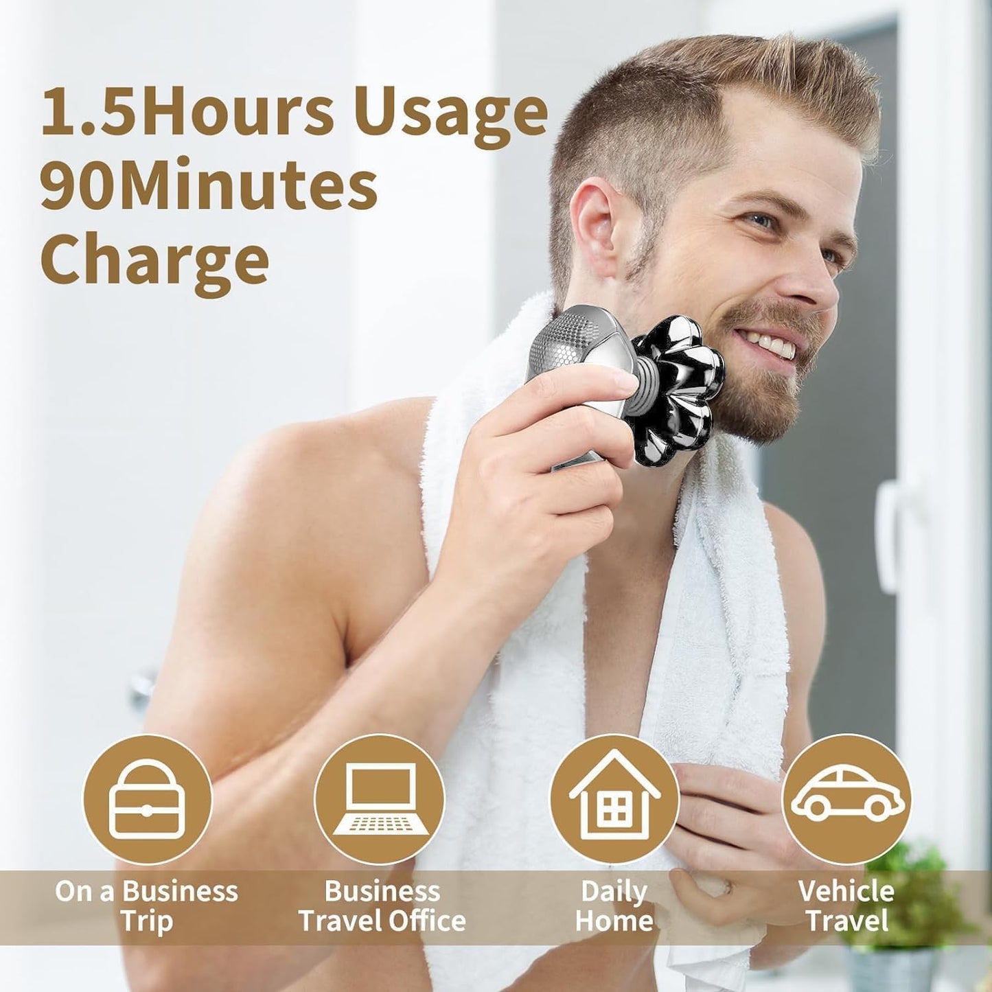 Detachable Head Shavers, SHPAVVER 5 in 1 Electric Razor IPX7 Waterproof for Bald Men, Wet Dry LED Display Rechargeable 7D Rotary Shaver Grooming Kit with Type C Charge A