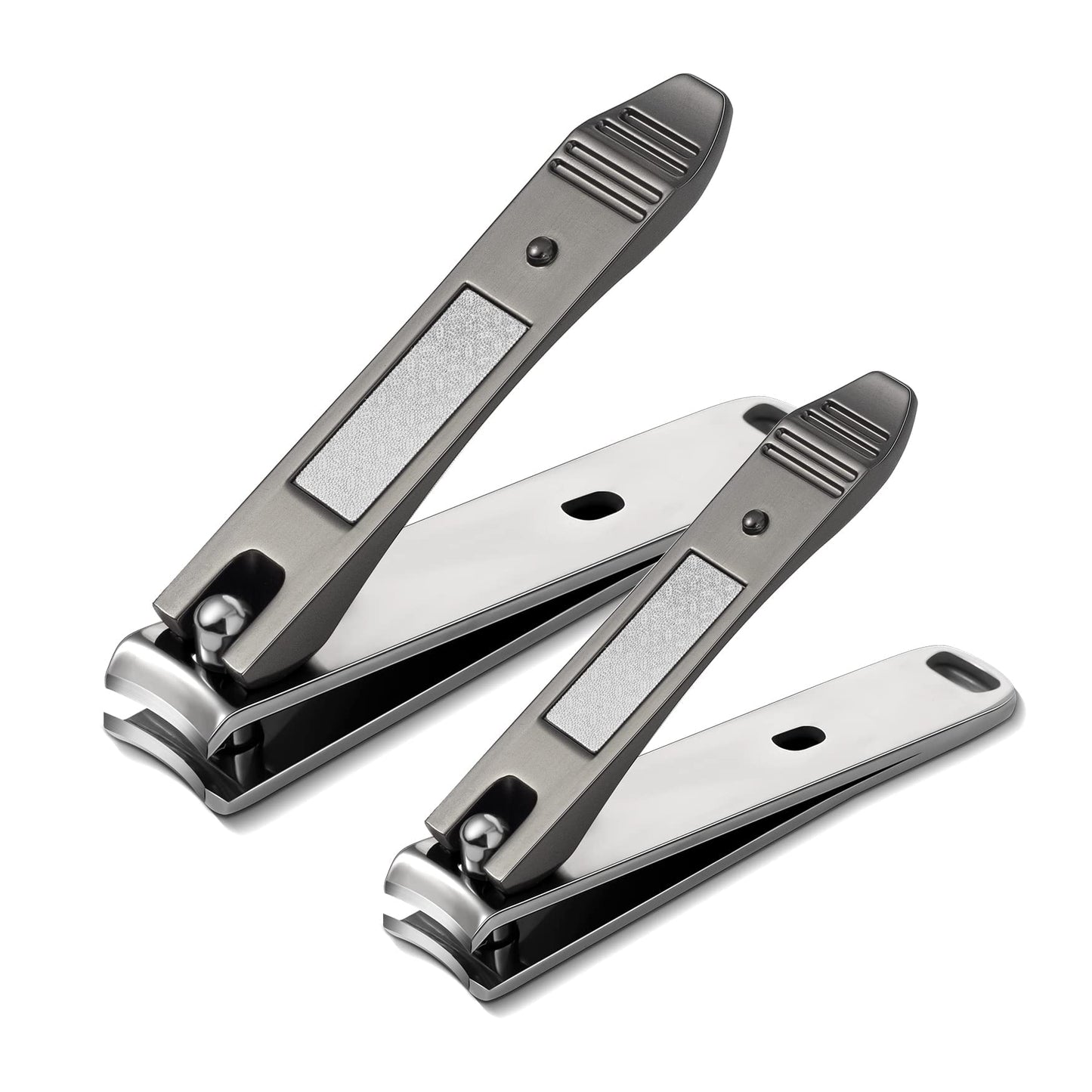 BEZOX Angled Head Toe Nail Clippers for Seniors for Thick Nails - Ergonomic Toenails Clipper for Thick Toenails, Premium Finger Nails Clipper for Adult with Catcher - Black