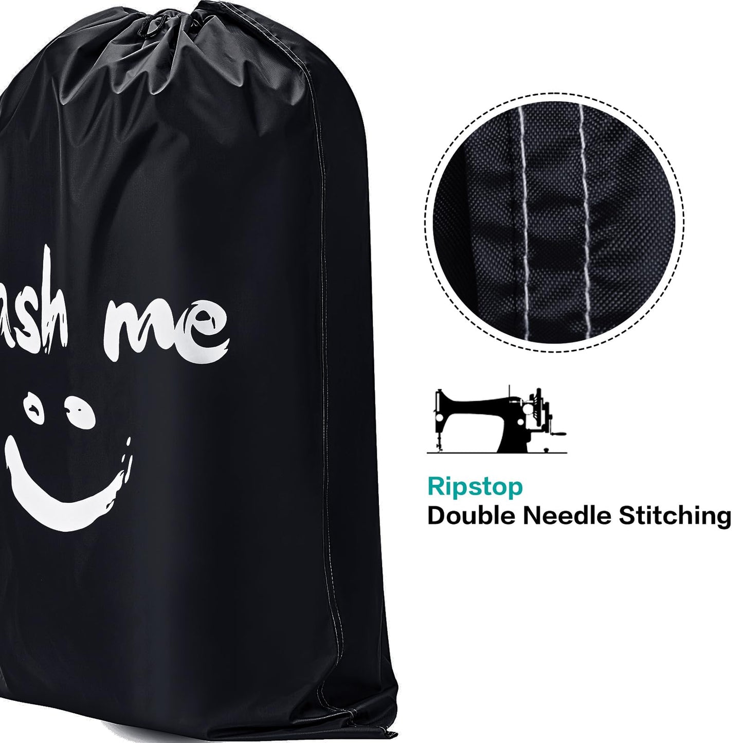 HOMEST 2 Pack XL Wash Me Travel Laundry Bag, Dirty Clothes Organizer, Large Enough to Hold 4 Loads of Laundry, Easy Fit a Laundry Hamper or Basket