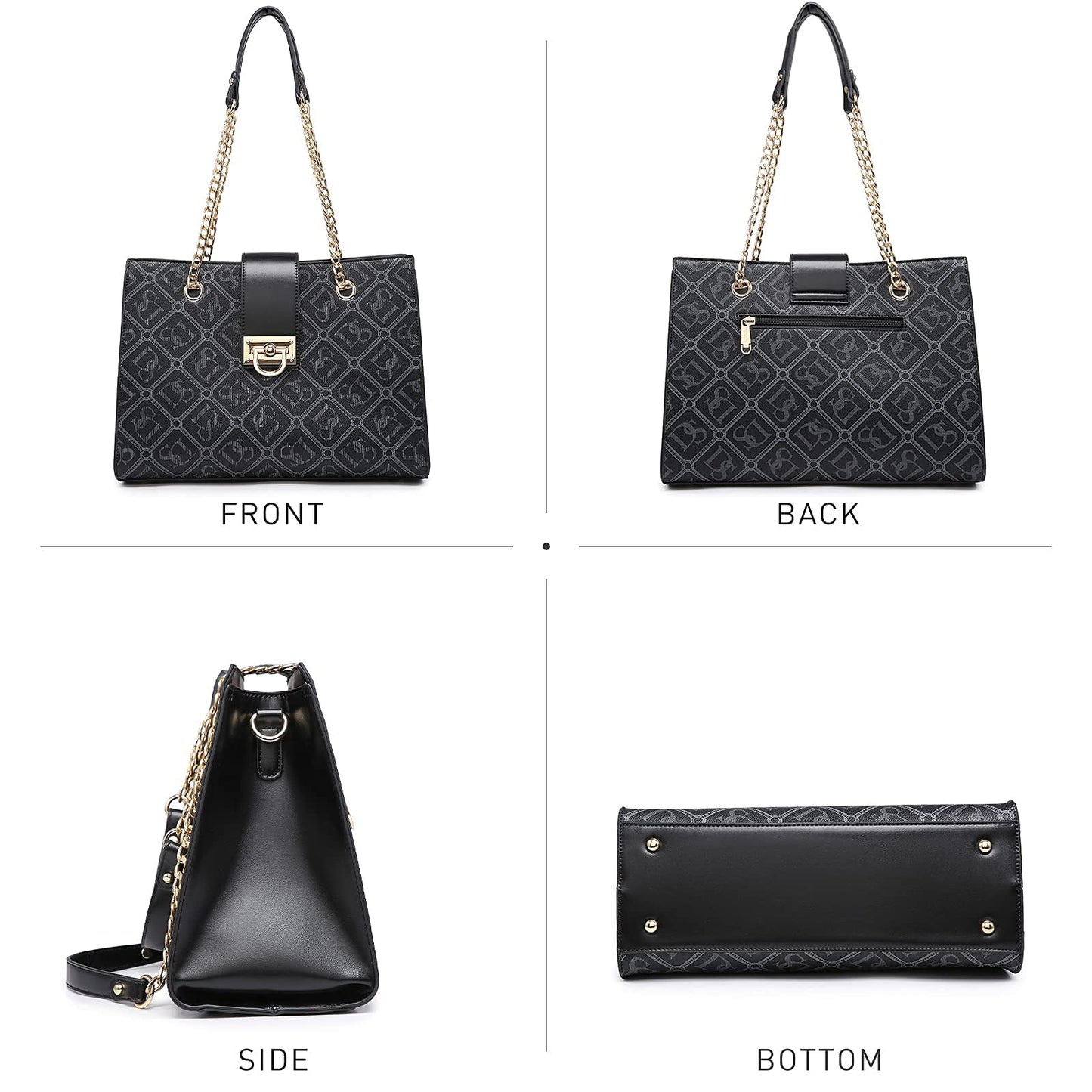Dasein Lederhandtasche, Tragetasche, Hobo-Tasche für Damen, Schultertasche, Henkeltasche oben, Umhängetasche mit passender Clutch