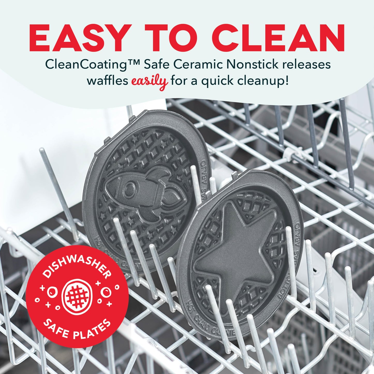 DASH Multimaker Mini System Two 4” Nonstick Removable Waffle Plates (Gingerbread & Snowflake) - 2Pc Plate Pack for Waffle Iron & Griddle, Compatible with Dash MultiMaker Mini System, Nonstick Surface