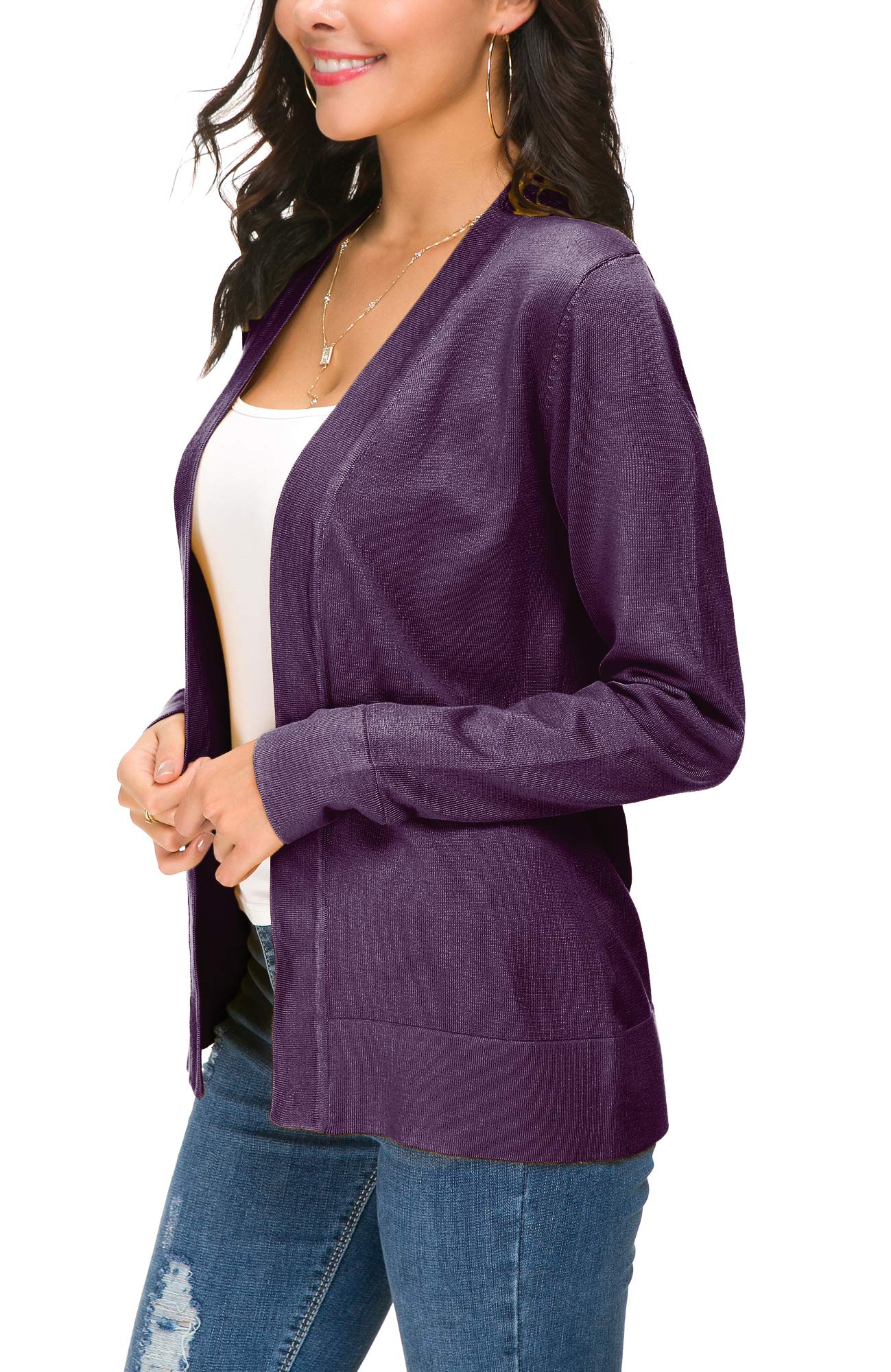 Cardigan en tricot ouvert sur le devant pour femme, manteau à manches longues