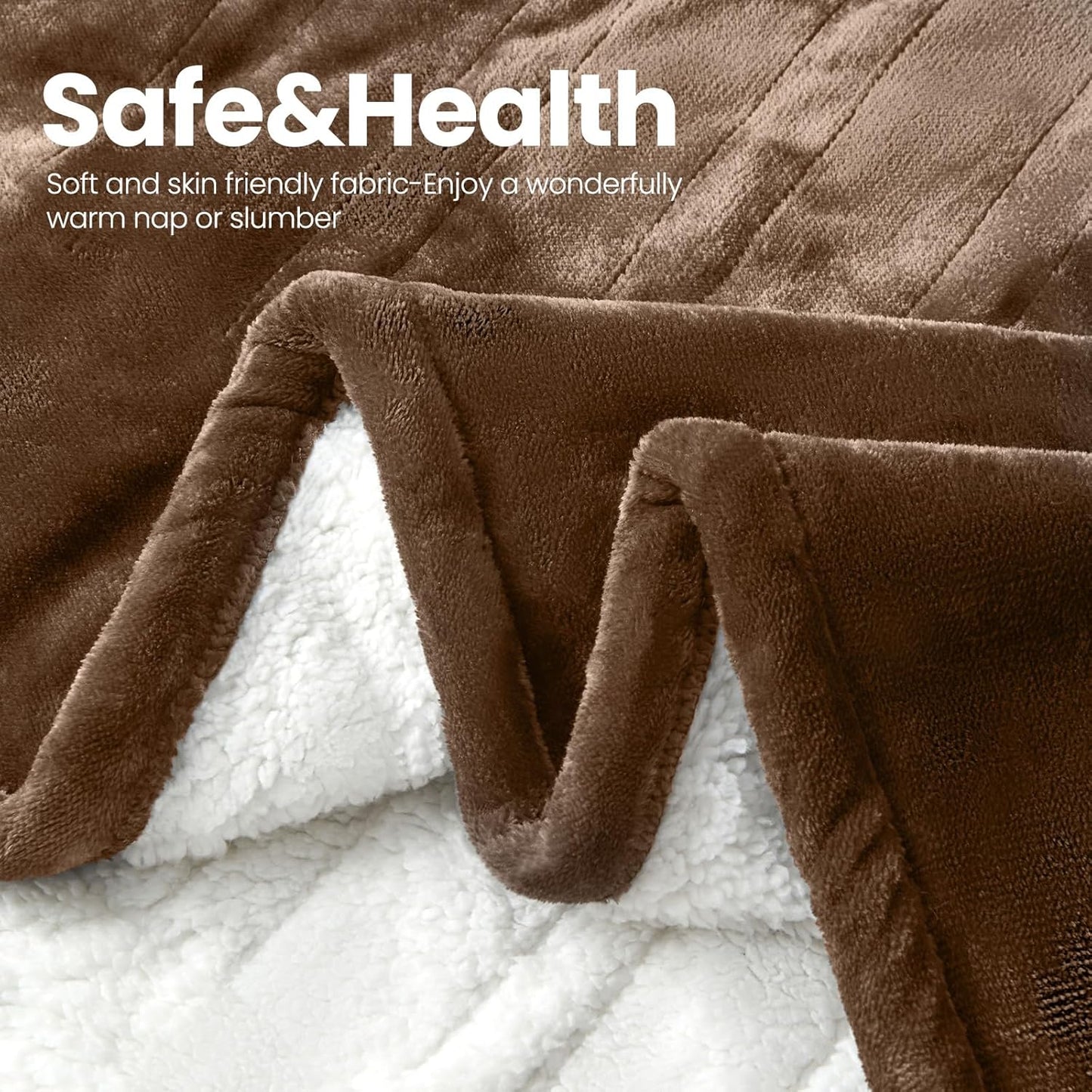 Chateau Marchetti® Luxe Heated Throw – 50x60 Ultra-Soft Sherpa & Flannel Electric Blanket (Gray)