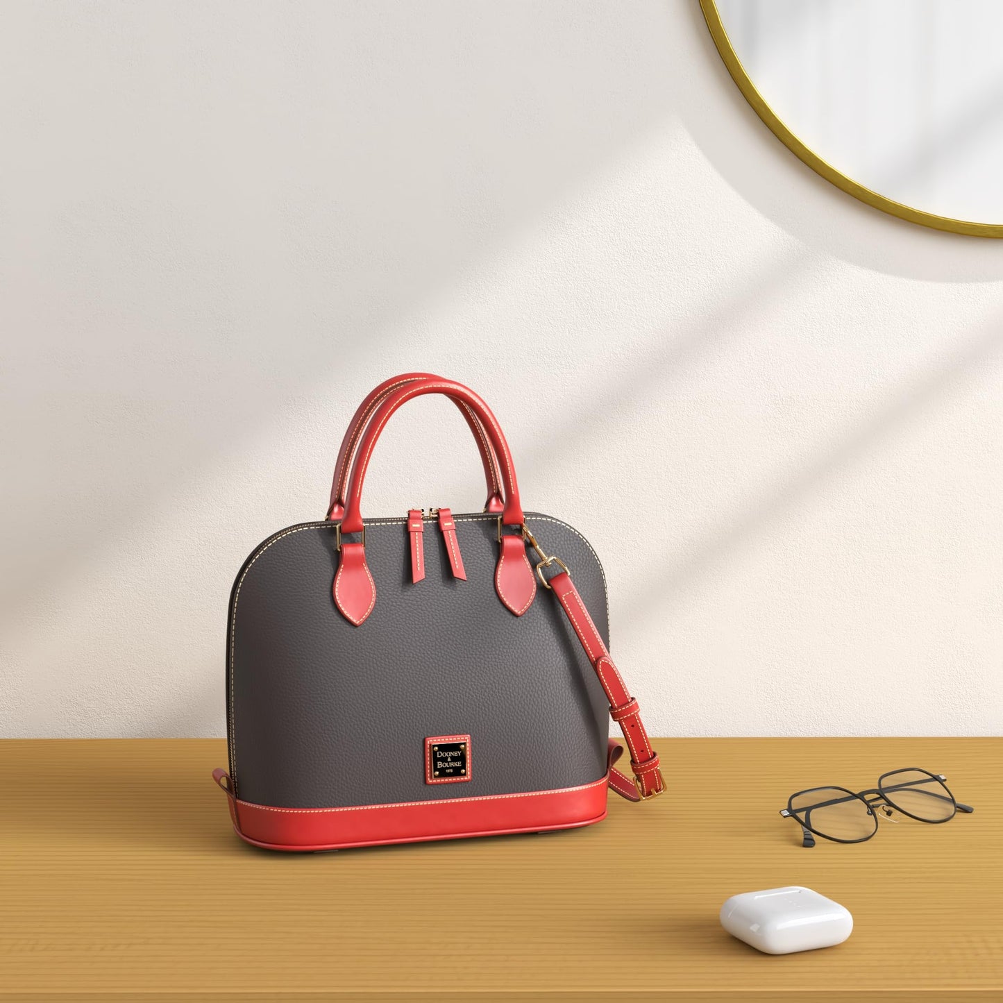 Dooney & Bourke Women's Zip Zip Satchel in Pebble Grain Leather, Large Handbag with Adjustable & Detachable Shoulder Strap
