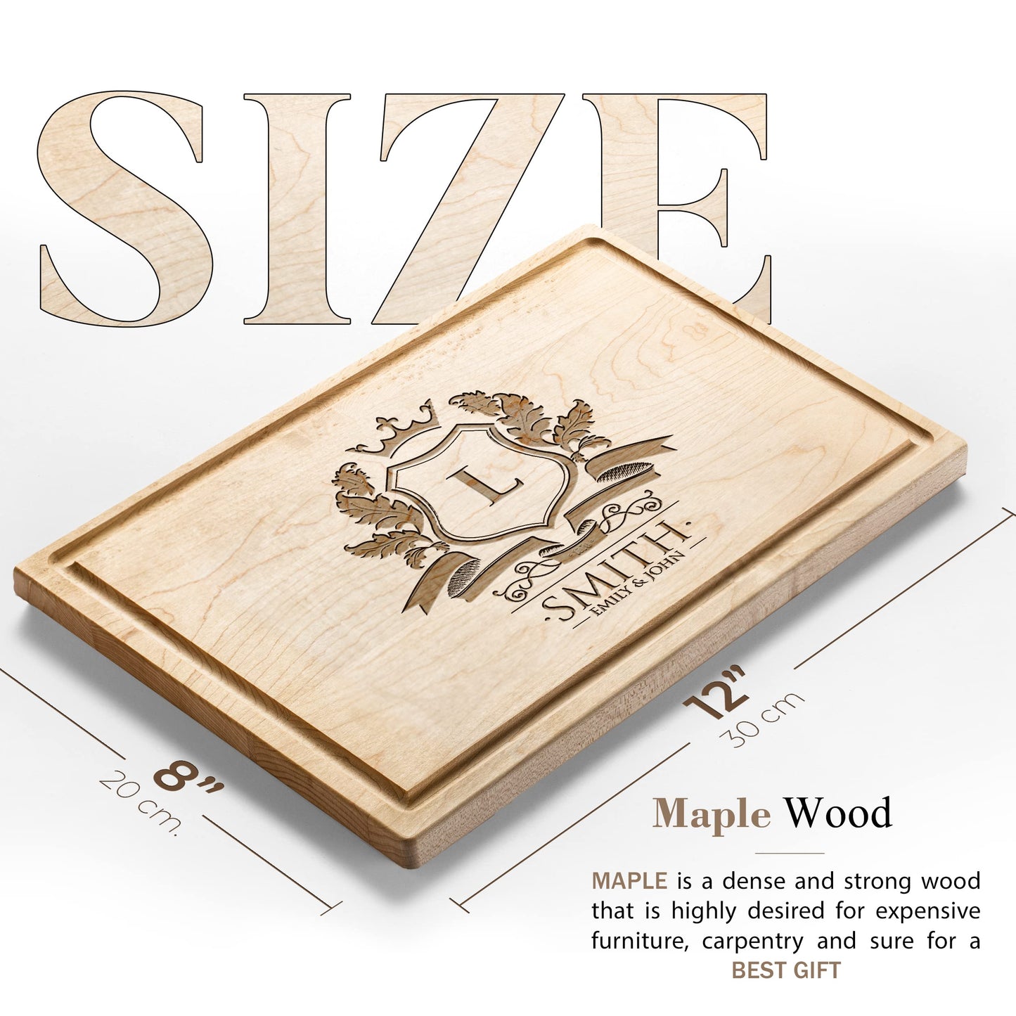 Personalisiertes Walnuss-Schneidebrett mit Untersetzern, Mineralöl und Geschenkverpackung erhältlich – Gestalten Sie Ihr eigenes Schneidebrett, hergestellt in den USA (Design 22, 3. Walnuss 17"x11")