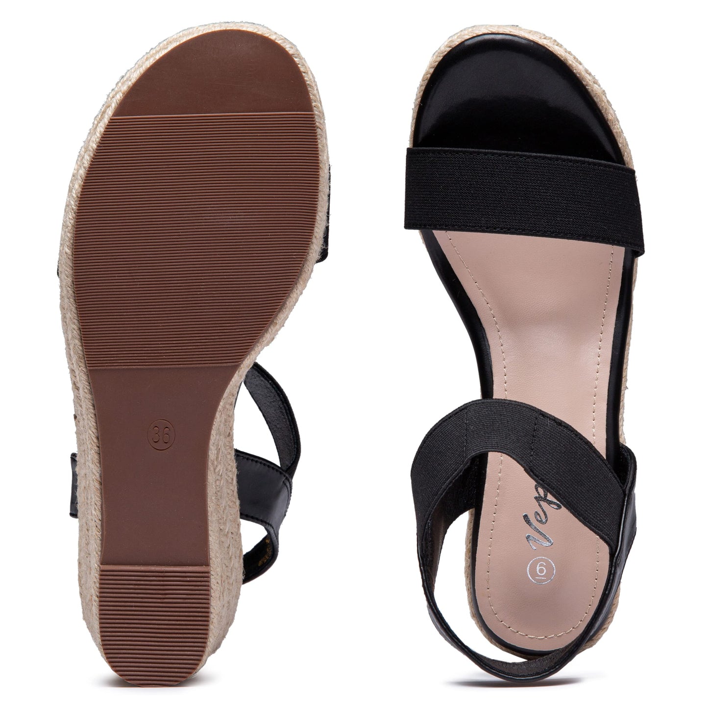 Vepose Damen 881 Keilsandalen Elastischer Fesselriemen Espadrilles Plateau Offene Zehenpartie High Heel Stretch Textil Brautschuhe