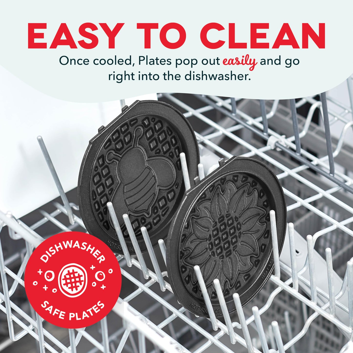 DASH Multimaker Mini System Two 4” Nonstick Removable Waffle Plates (Gingerbread & Snowflake) - 2Pc Plate Pack for Waffle Iron & Griddle, Compatible with Dash MultiMaker Mini System, Nonstick Surface