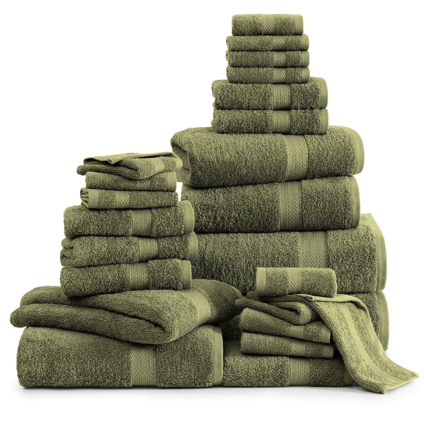 LANE LINEN 24-teiliges Badezimmerhandtuch-Set – 100 % Baumwolle, Badetuch-Sets, 4 Badetücher extragroß, 2 Badelaken, 6 Handtücher fürs Badezimmer, 8 Waschlappen, 4 Fingerkuppen-Handtücher – weiße Handtücher