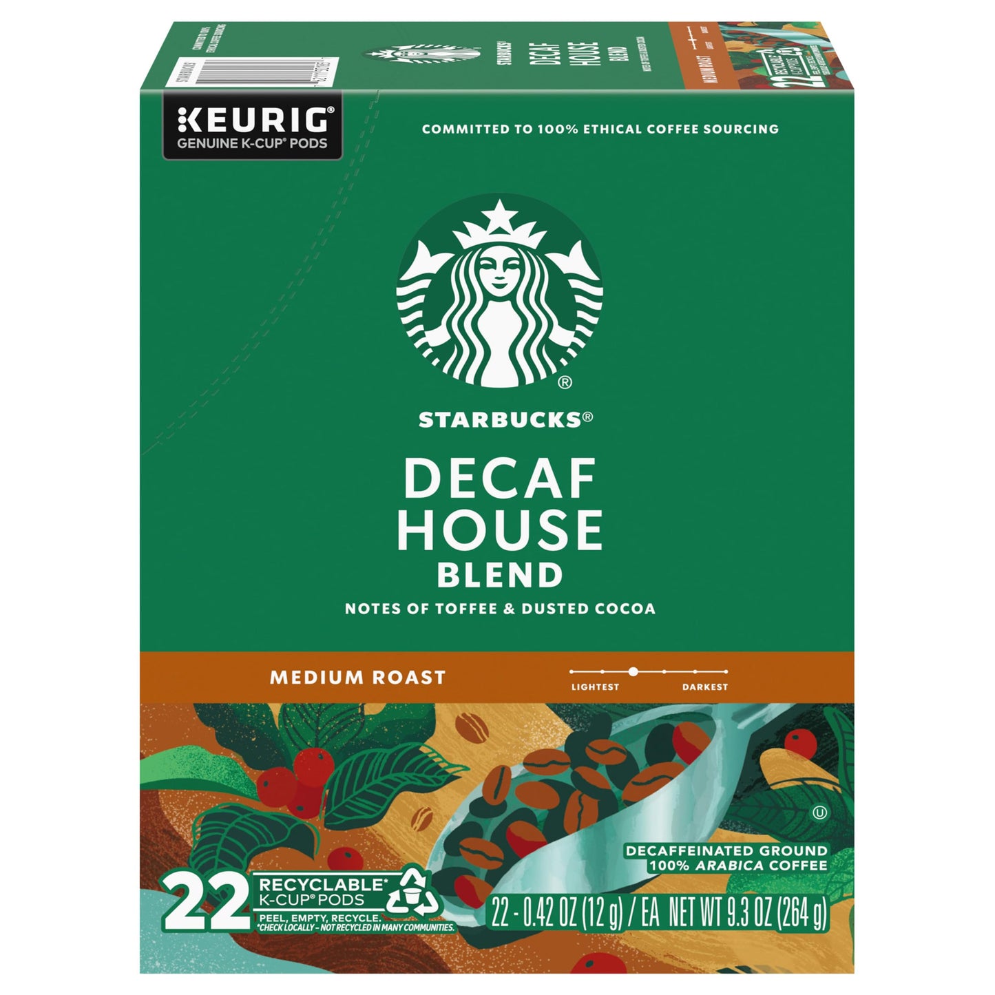 Starbucks K-Cup-Kaffeepads, natürlich aromatisiertes Kaffee-Vielfaltspaket für Keurig-Kaffeemaschinen, 100 % Arabica, 1 Schachtel (40 Pads)