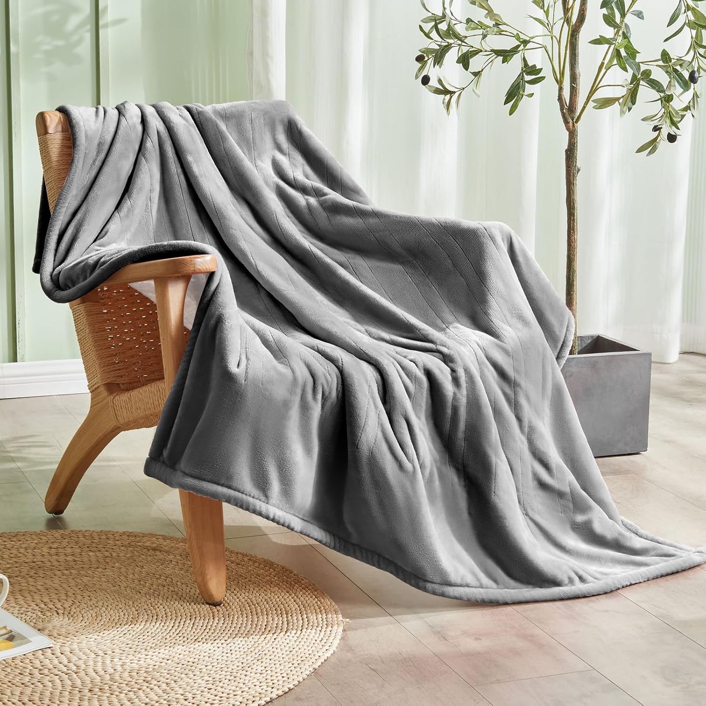 Chateau Marchetti® Luxe Heated Throw – 50x60 Ultra-Soft Sherpa & Flannel Electric Blanket (Gray)