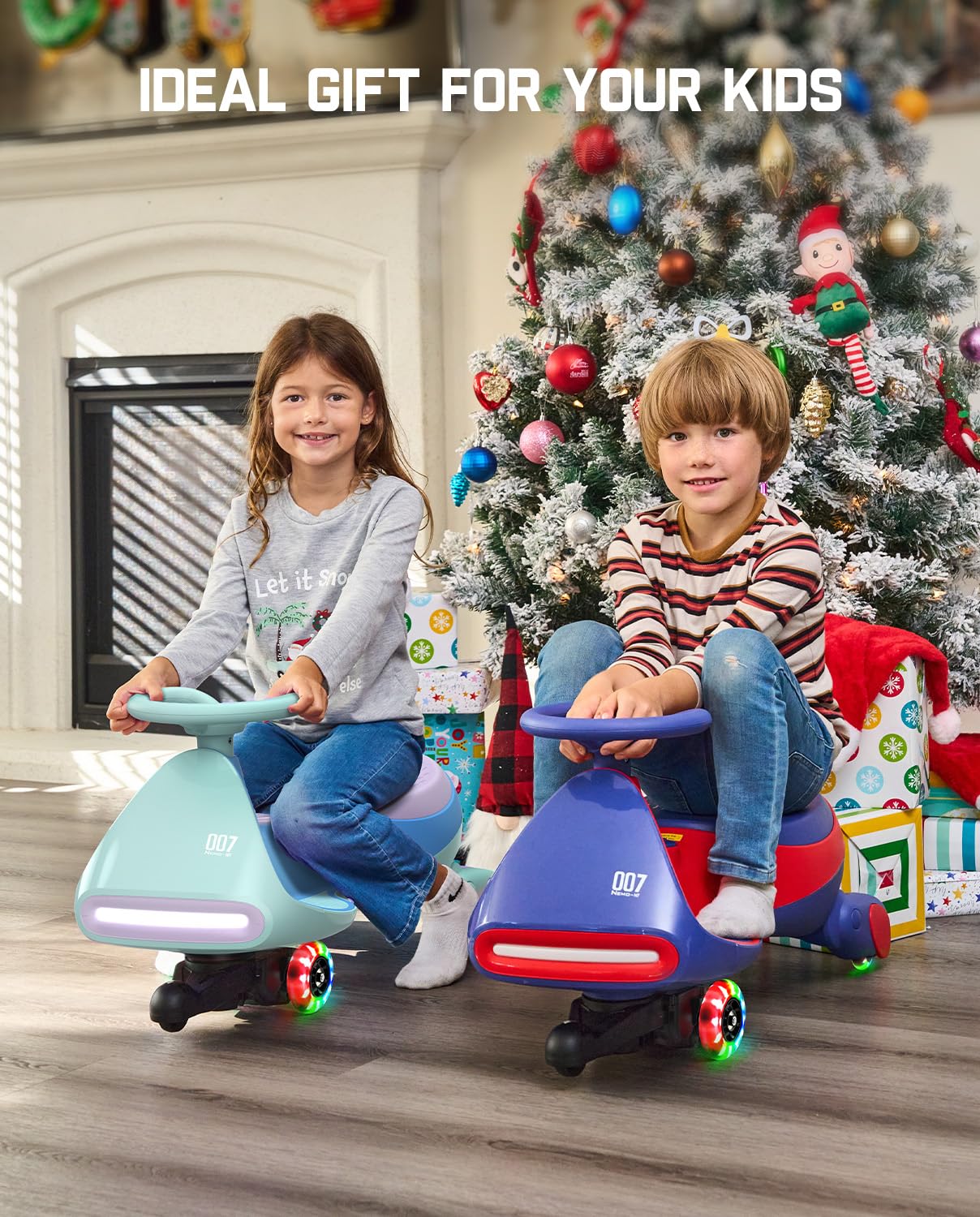 12V N7 Pro Electric Wiggle Car – Pedal-Powered Fun for Kids, Lights & Bluetooth Ride-On (by Fanttik)