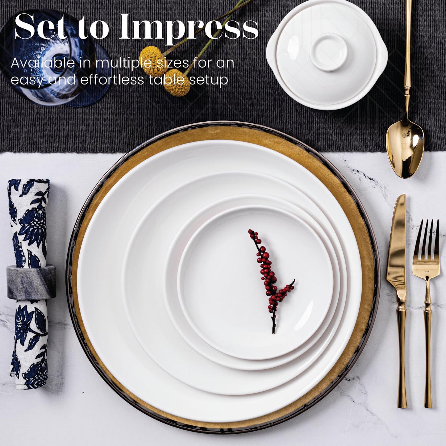 Vikko Ceramic Dinner Plates – Stackable White Plates