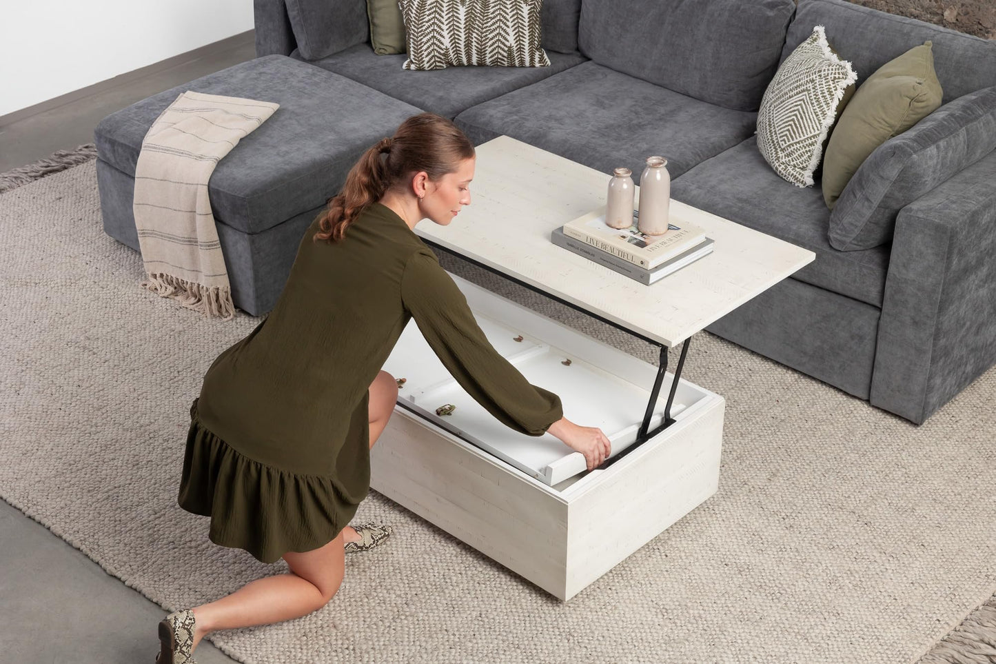 Transformer Table Esstisch-Set für 4 bis 12, ausziehbarer Esstisch aus Holz mit ausziehbarer Bank, Möbel für kleine Räume, Küchentisch-Set (Dunkelgrau, Tisch + Bank)