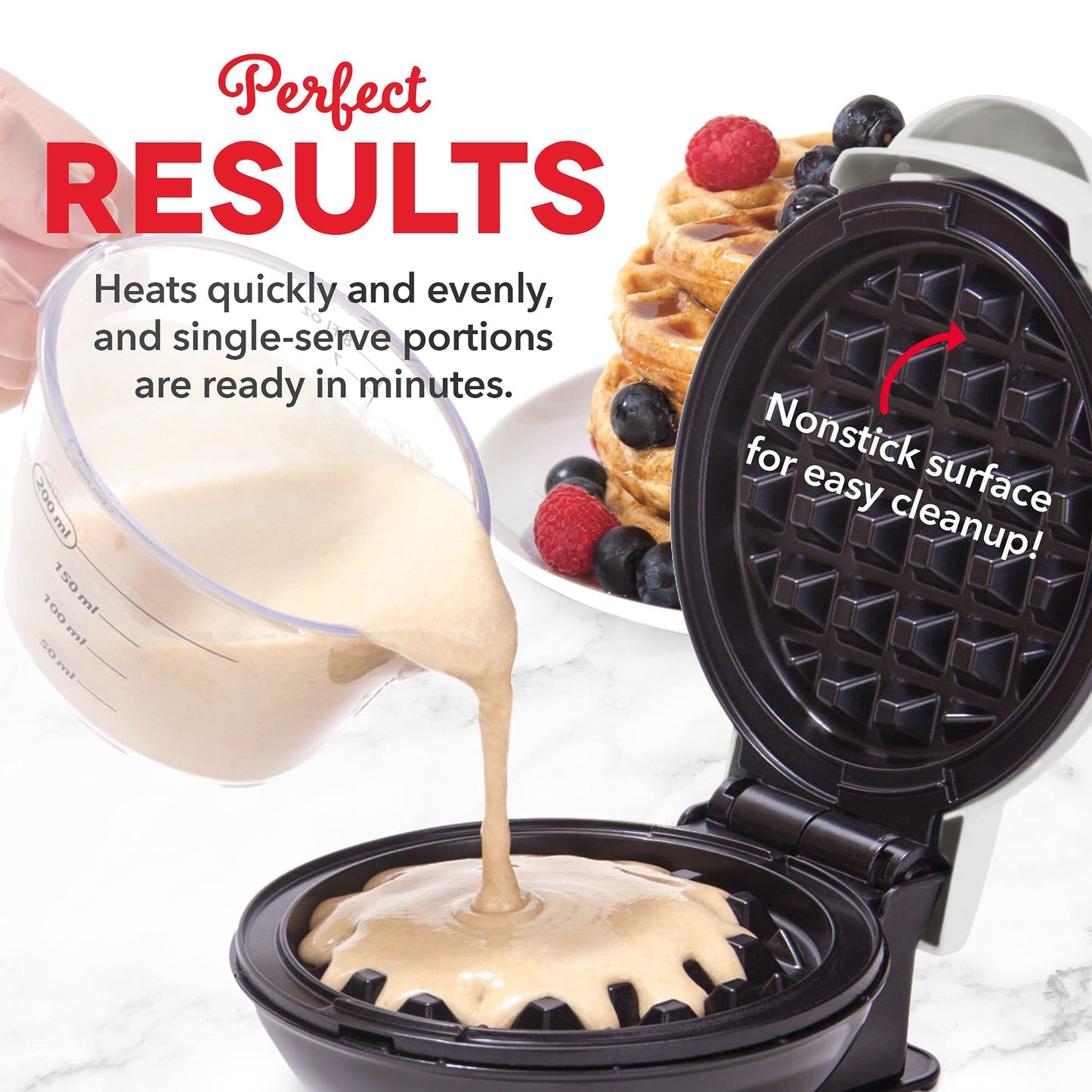 DASH Mini Maker for Individual Waffles, Hash Browns, Keto Chaffles with Easy to Clean, Non-Stick Surfaces, 4 Inch, White Pineapple
