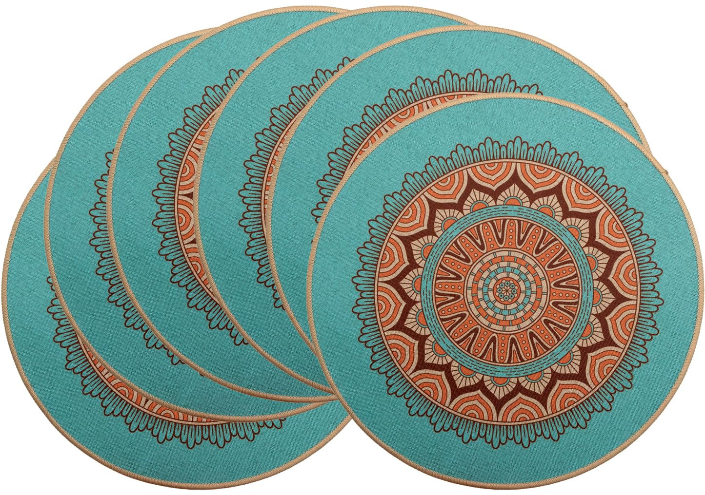 PIGCHCY Keilförmige Tischsets für den Esstisch, kreuzgewebt, waschbares Vinyl-Tischset, hitzebeständig, runde Tischsets, 4er-Set (Silbergrau)