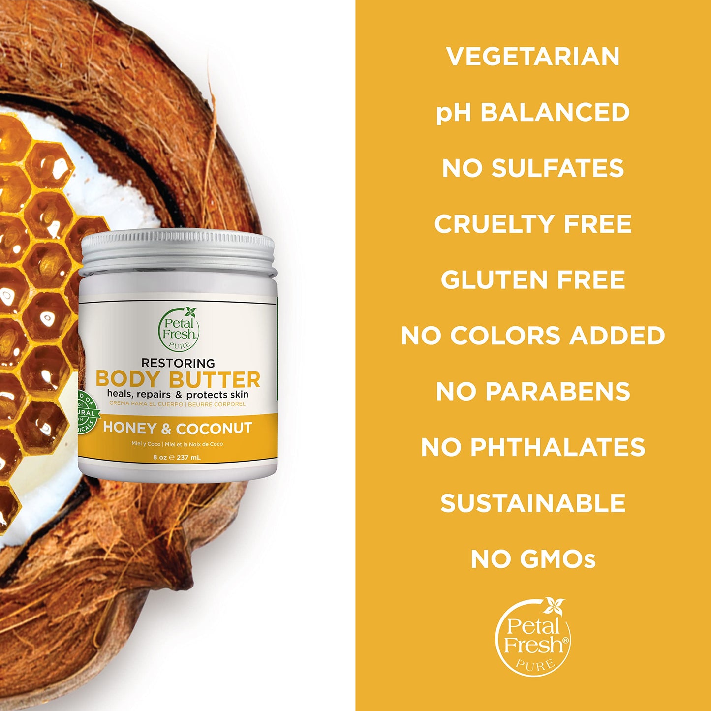 Petal Fresh Pure Perfecting Guava Nectar Körperbutter, Bio-Kokosnussöl, Arganöl, Sheabutter, fördert gesunde Haut, vegan und frei von Tierversuchen, 8 oz (Guava Nectar)