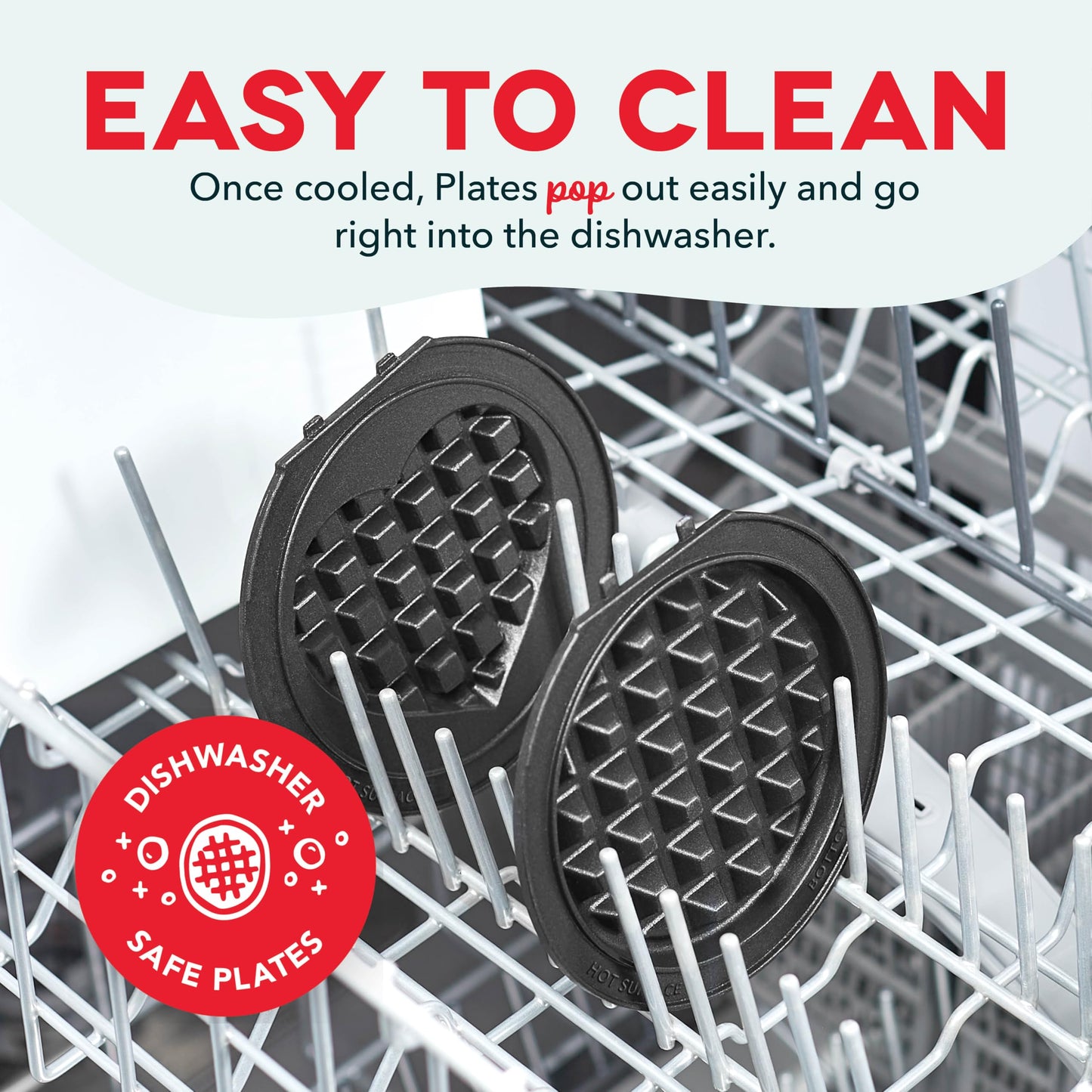 DASH Holiday Multimaker Mini System - Waffle Maker with Six 4” Removable Holiday Plates: Waffle Iron & Griddle, 4-in-1 Mini Waffle Maker for Kids and Families – Nonstick Surface, Santa Waffle (Red)