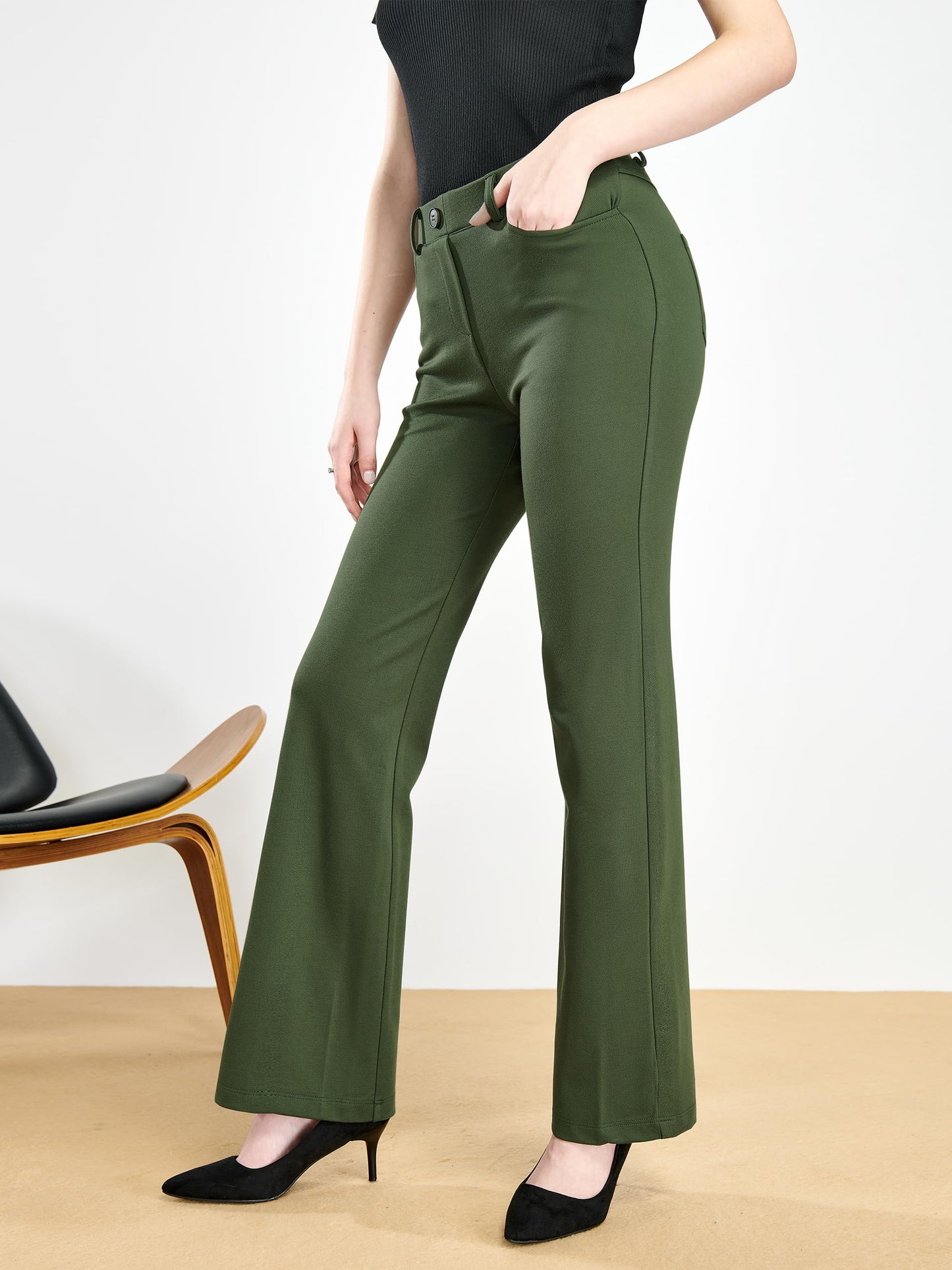 Pantalon extensible pour femme Tapata 28''/30''/32''/34'' avec poches, taille haute, petite, taille standard pour le travail au bureau