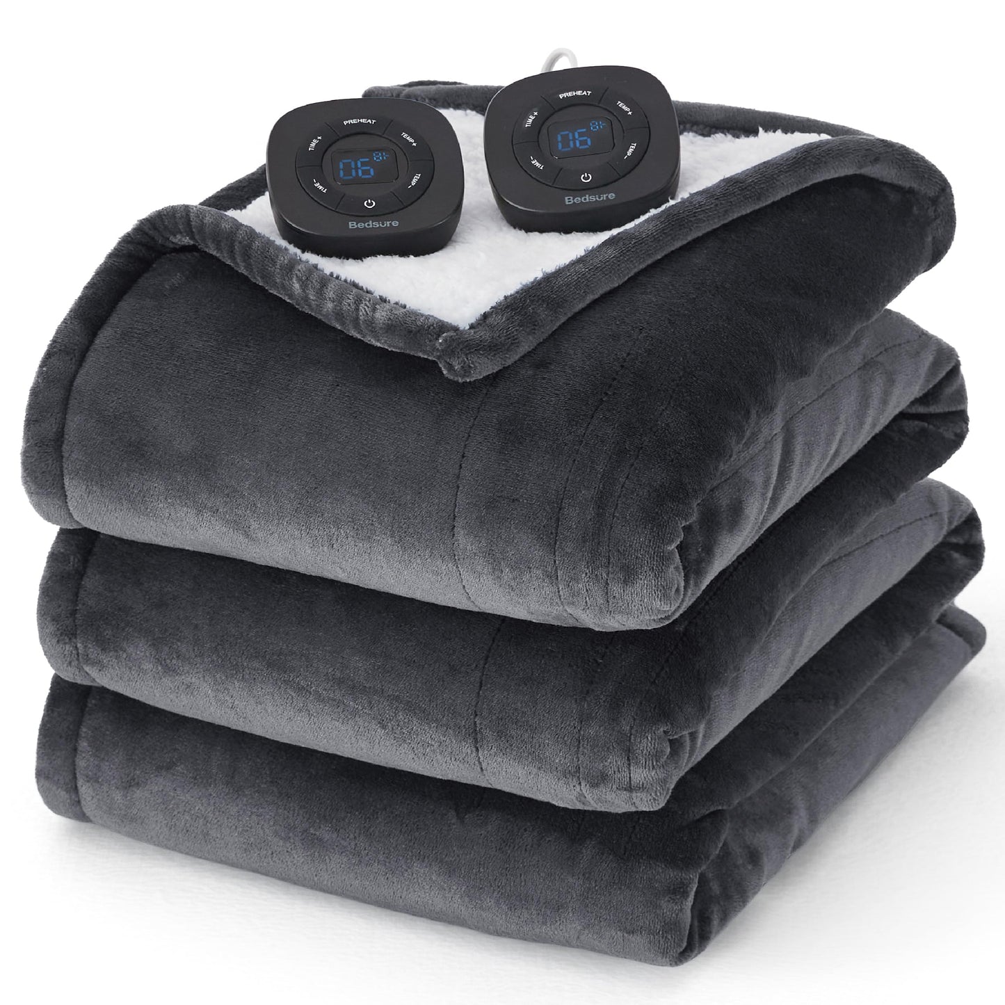 Electric Heated Blanket/Throw - Seamless Flannel Electric Blanket, Heating Blanket with 4 Time Settings & 6 Heat Settings, Warm Blanket Gift for Grandma (50x60 inches, Black)