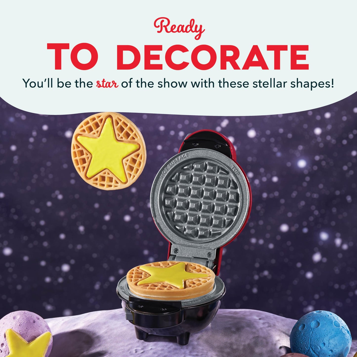 DASH Multimaker Mini System Two 4” Nonstick Removable Waffle Plates (Gingerbread & Snowflake) - 2Pc Plate Pack for Waffle Iron & Griddle, Compatible with Dash MultiMaker Mini System, Nonstick Surface