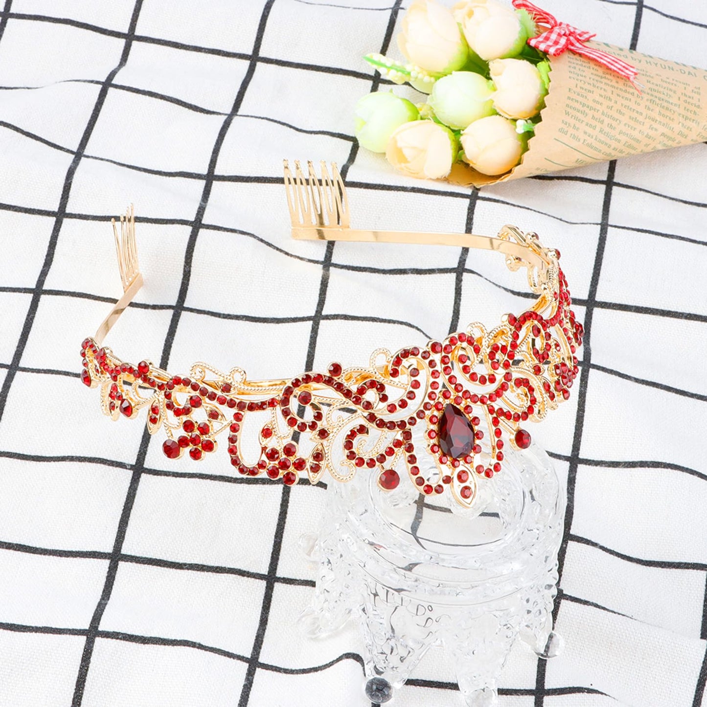 COCIDE Tiara Crystal Crowns Princess Rhinestone Crown with Combs Bride Headbands Bridal Wedding Prom Birthday Party Hair Accessories Jewelry for Women Girls (Silver)