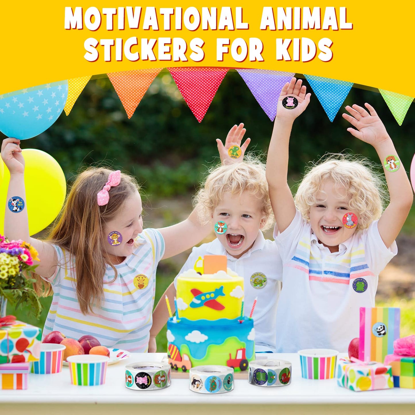 Outus 3 Rolls Motivational Stickers for Kids, 1500 Pcs Inspirational Cartoon Reward Stickers Teacher Supplies for Potty Training School Classroom Students Prizes, 24 Designs(Vivid Style)
