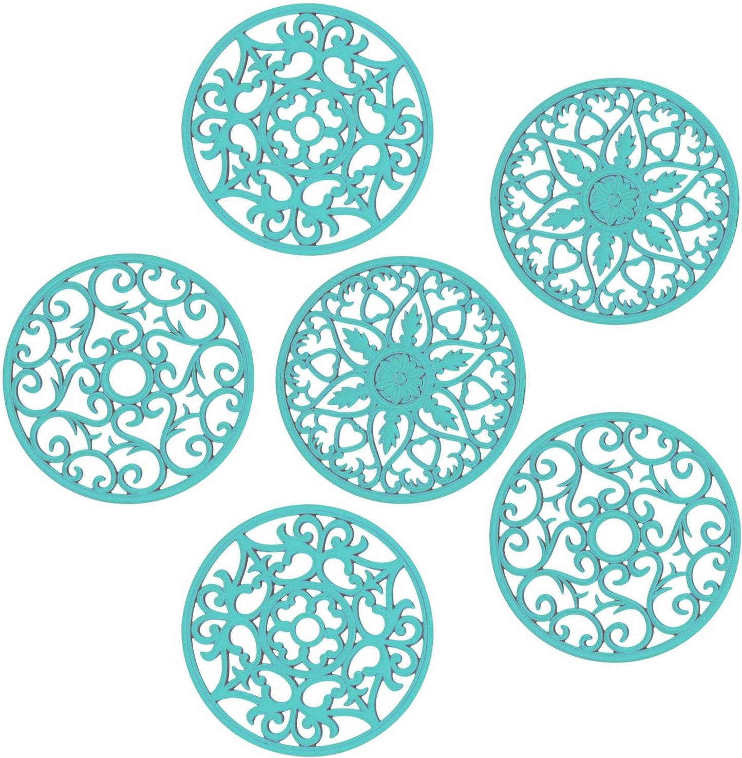 Dessous de plat en silicone Smithcraft pour plats chauds, casseroles et poêles, dessous de plat pour cuisine, tapis résistant à la chaleur sculpté multi-usage pour comptoir, dessous de plat en silicone pour maniques pour table et comptoirs, lot de 6, gris