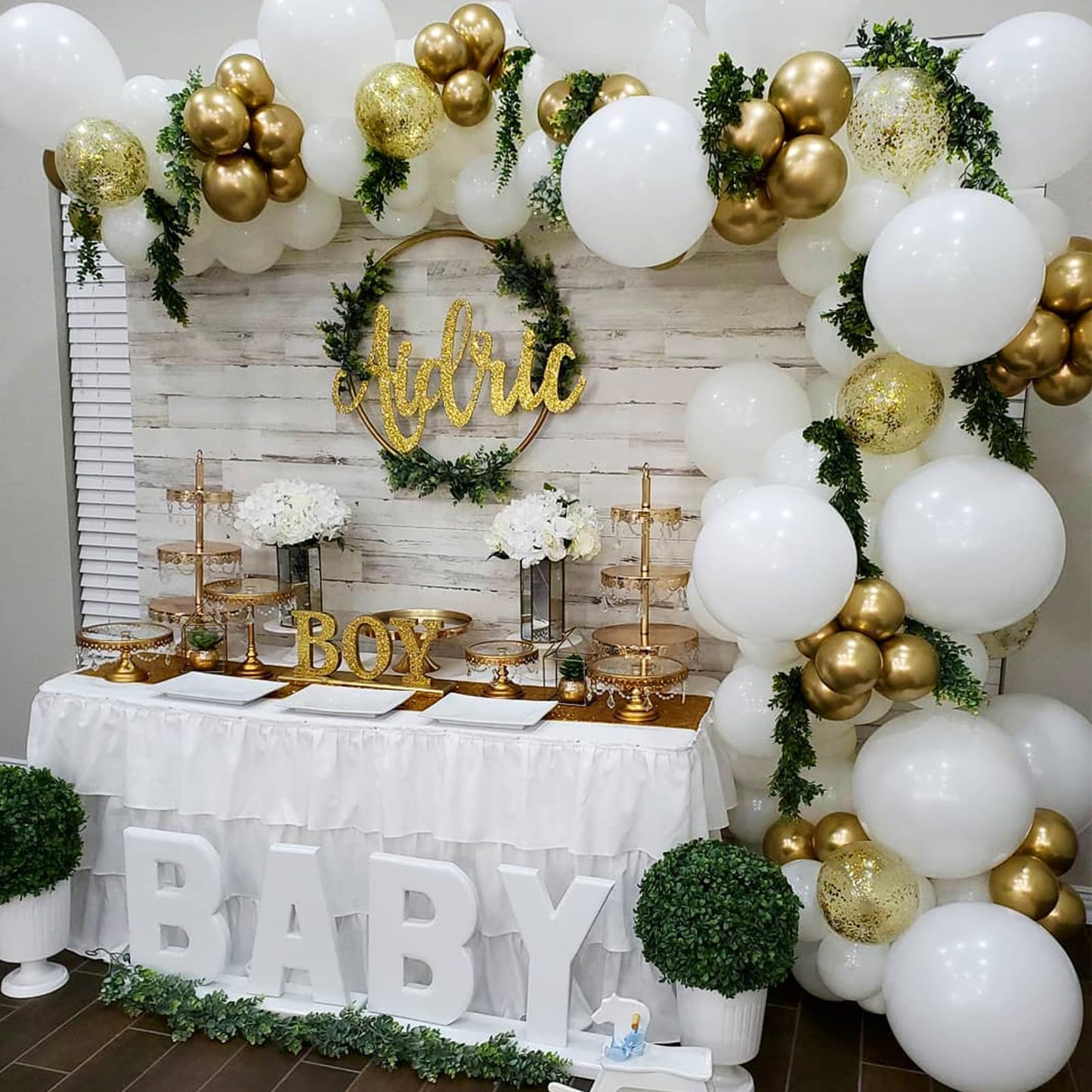White and Gold Balloons 12 inch, 60pcs Gold and White Party Balloons with Gold Confetti Balloons for Wedding Baby Shower Birthday Bridal Shower Baptism Party Decoration