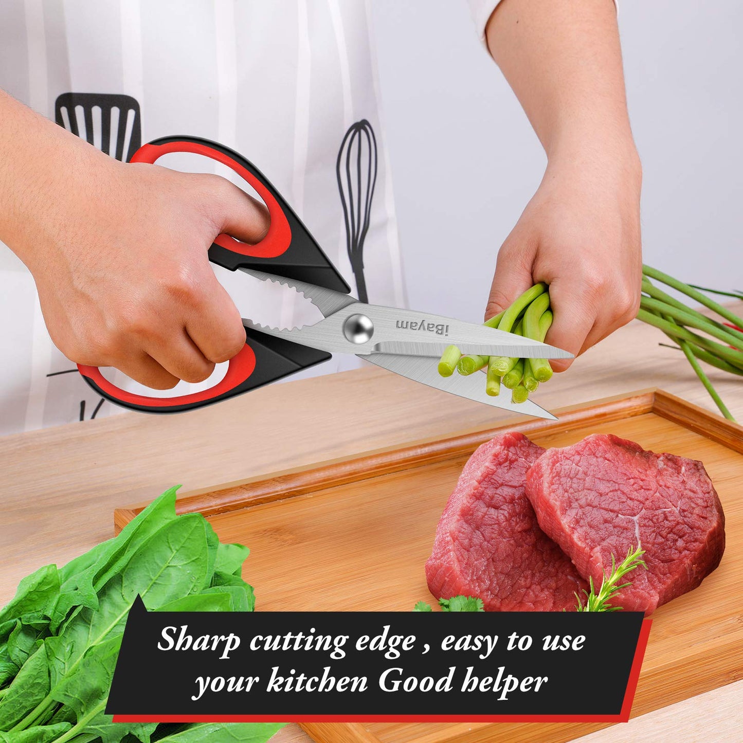 iBayam Küchenschere, Allzweck-Küchenschere, strapazierfähig, Küchen-Kochutensilien-Set, Kochutensilien, Fleisch- und Geflügelschere, spülmaschinenfeste Lebensmittel-Kochschere, Allzweckschere aus Edelstahl, Küchengeschenke