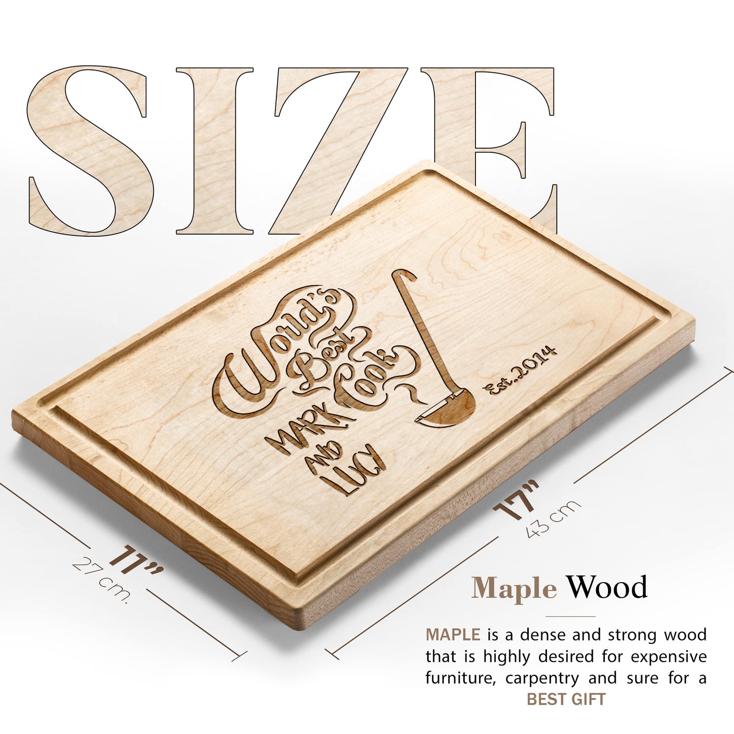 Personalisiertes Walnuss-Schneidebrett mit Untersetzern, Mineralöl und Geschenkverpackung erhältlich – Gestalten Sie Ihr eigenes Schneidebrett, hergestellt in den USA (Design 22, 3. Walnuss 17"x11")