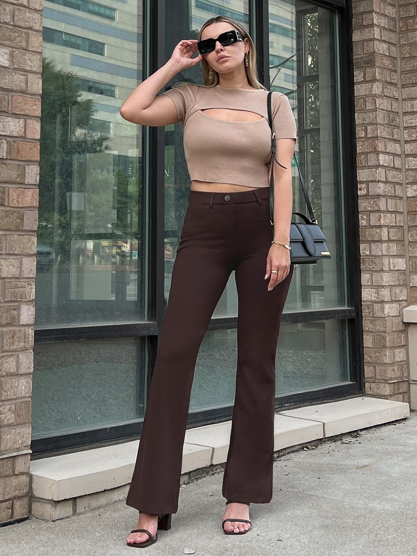 Pantalon extensible pour femme Tapata 28''/30''/32''/34'' avec poches, taille haute, petite, taille standard pour le travail au bureau