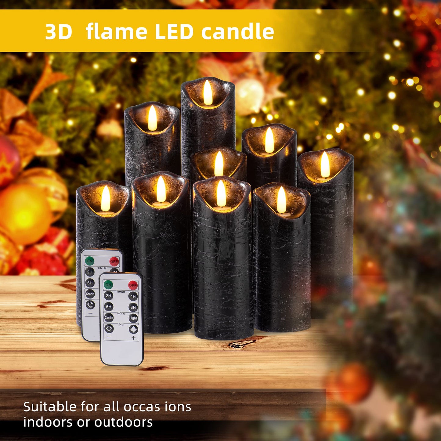 Lot de 12 bougies sans flamme Hausware à piles (D : 3 po x H : 4 po) Bougies piliers en cire véritable vacillantes Bougies LED sans flamme avec télécommande et minuterie (couleur ivoire)