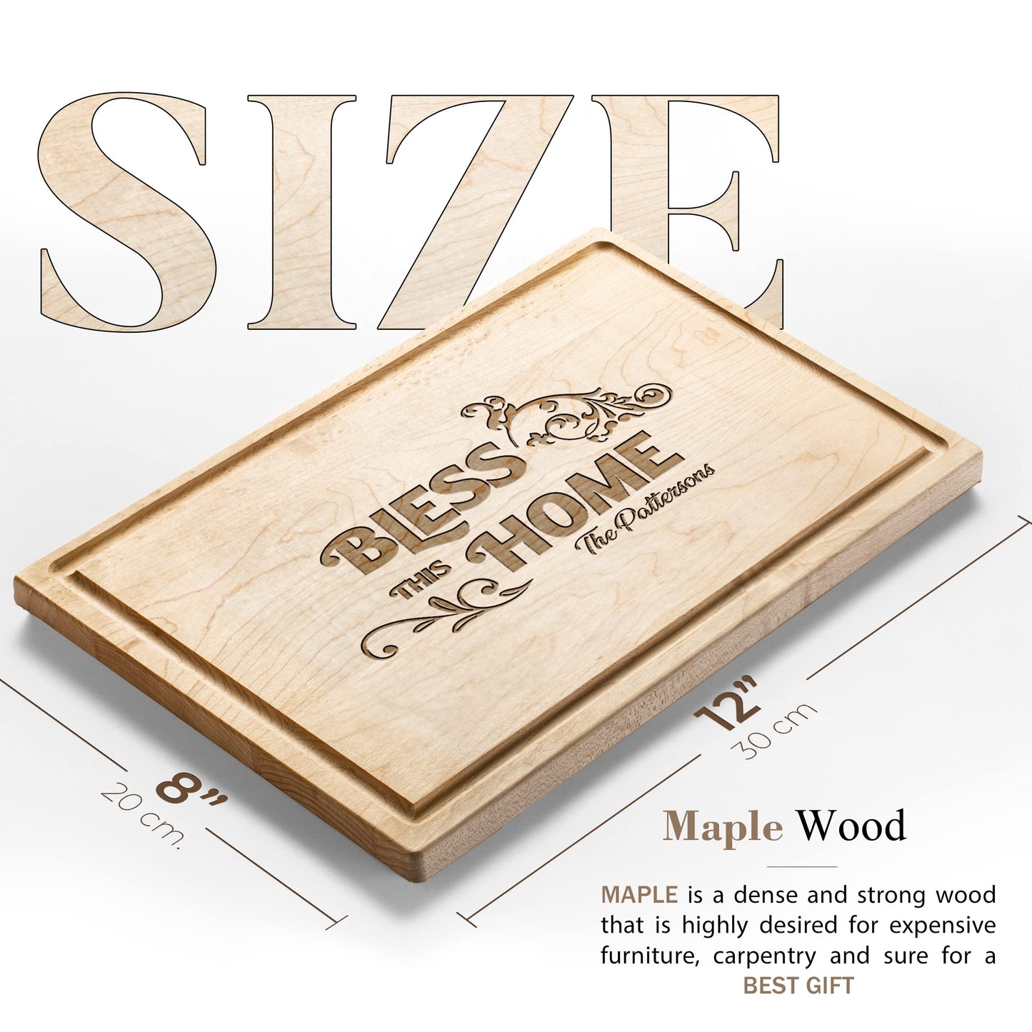 Personalisiertes Walnuss-Schneidebrett mit Untersetzern, Mineralöl und Geschenkverpackung erhältlich – Gestalten Sie Ihr eigenes Schneidebrett, hergestellt in den USA (Design 22, 3. Walnuss 17"x11")