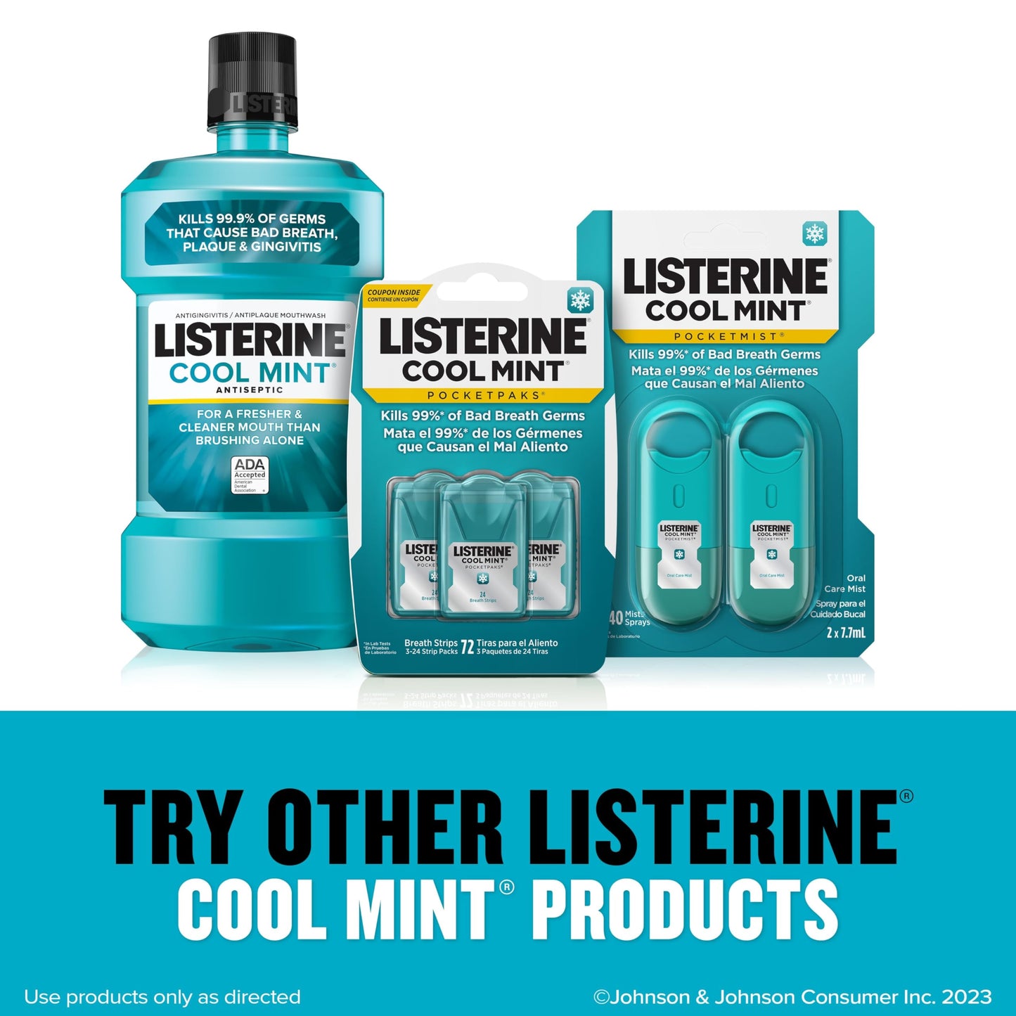 Listerine Freshburst Pocketmist Fresh Breath Oral Care Mist, Non-Aerosol Sugar-Free Minty Breath Refresher Spray to Kill 99% of Bad Breath Germs, Portable, Spearmint Flavor, 7.7 mL, 6 Sprays