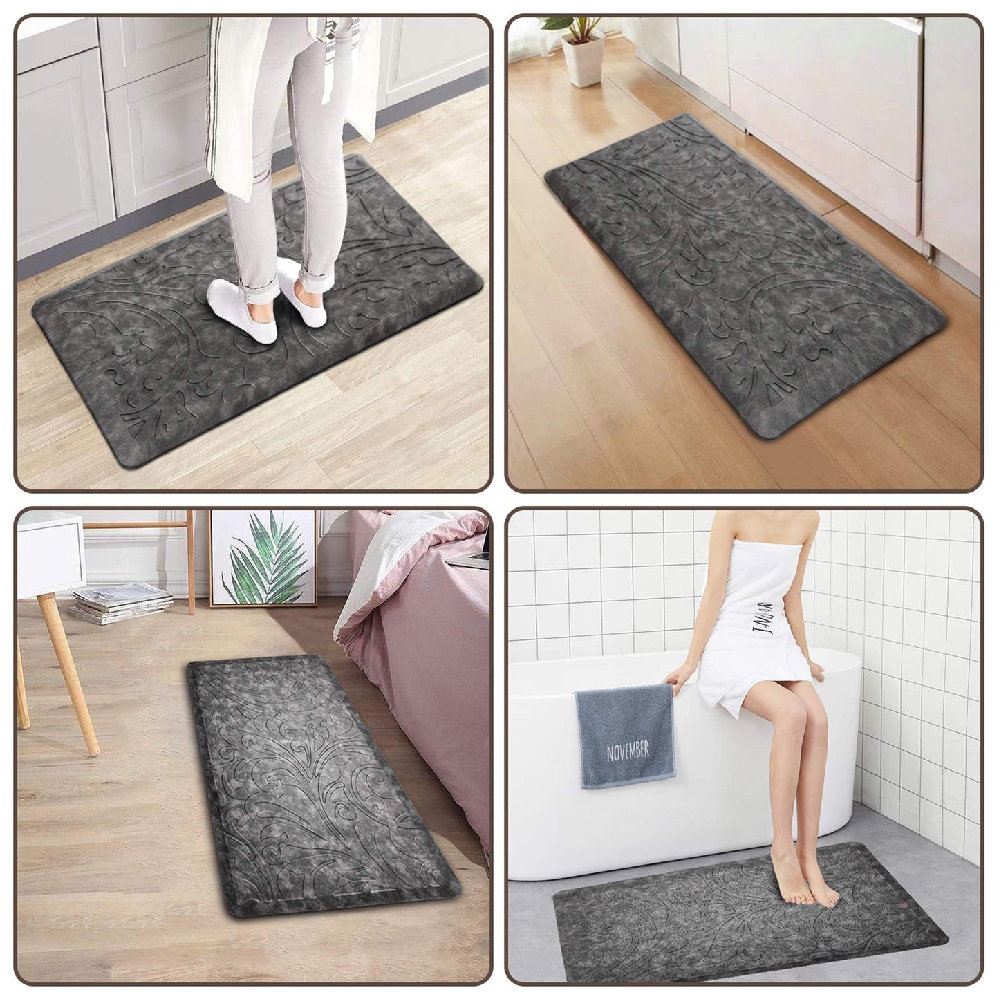 KMAT Kitchen Mat Cushioned Anti-Fatigue Floor Mat Waterproof Non-Slip Standing Mat Ergonomic Comfort Floor Mat Rug for Home,Office,Sink,Laundry,Desk 17.3" (W) x 28"(L),Grey