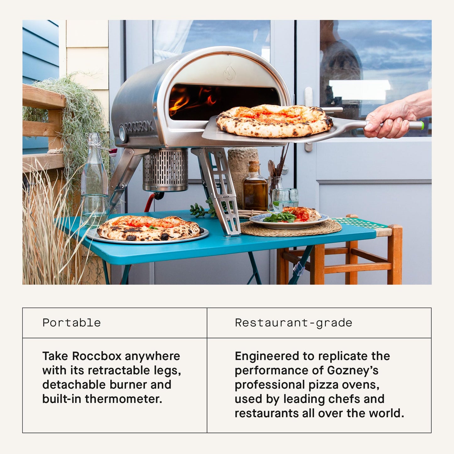 Gozney Roccbox Outdoor Pizza Oven, Green, Portable, Gas & Wood Fired, Restaurant-Grade