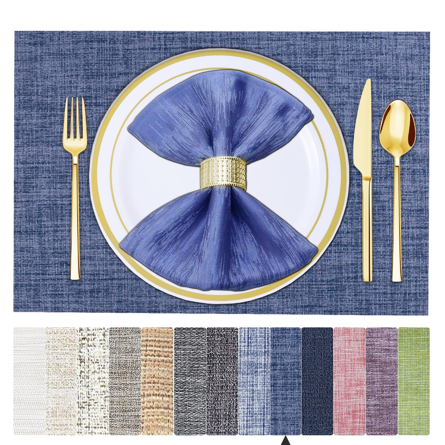 Tischsets 6er-Set, gewebtes Vinyl-Tischset für Esstisch, waschbar, abwischbar, Küchentischsets, strapazierfähige Tischsets für drinnen und draußen, 01 Beige, 6 Stück